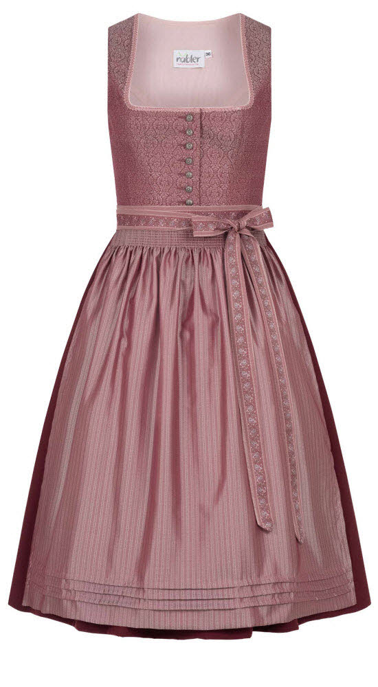 Dirndl NÜBLER "Dirndl midi Dora", Damen, Gr. 48, EURO, lila (bordeaux), Obermaterial: 100% Polyester PES., Kleider