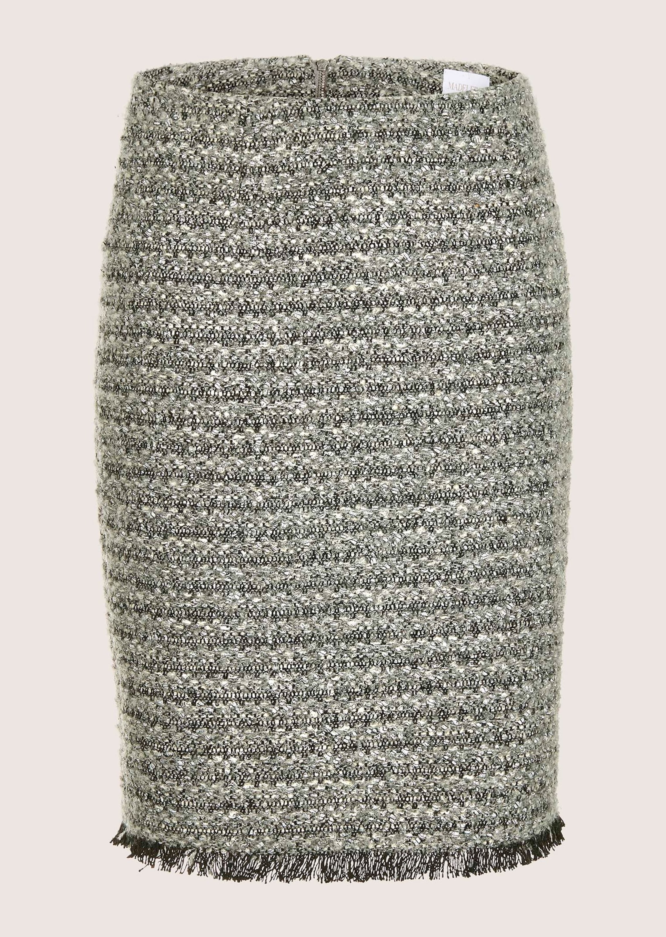 Bleistiftrock MADELEINE "Bouclé-Rock Eleganter Bleistiftrock mit Pariser Flair", Damen, Gr. 40, weiß (graphit, wollweiß, multicolor), Obermaterial: 80% Polyester PES. 20% Wolle mw., Röcke Bleistiftrock