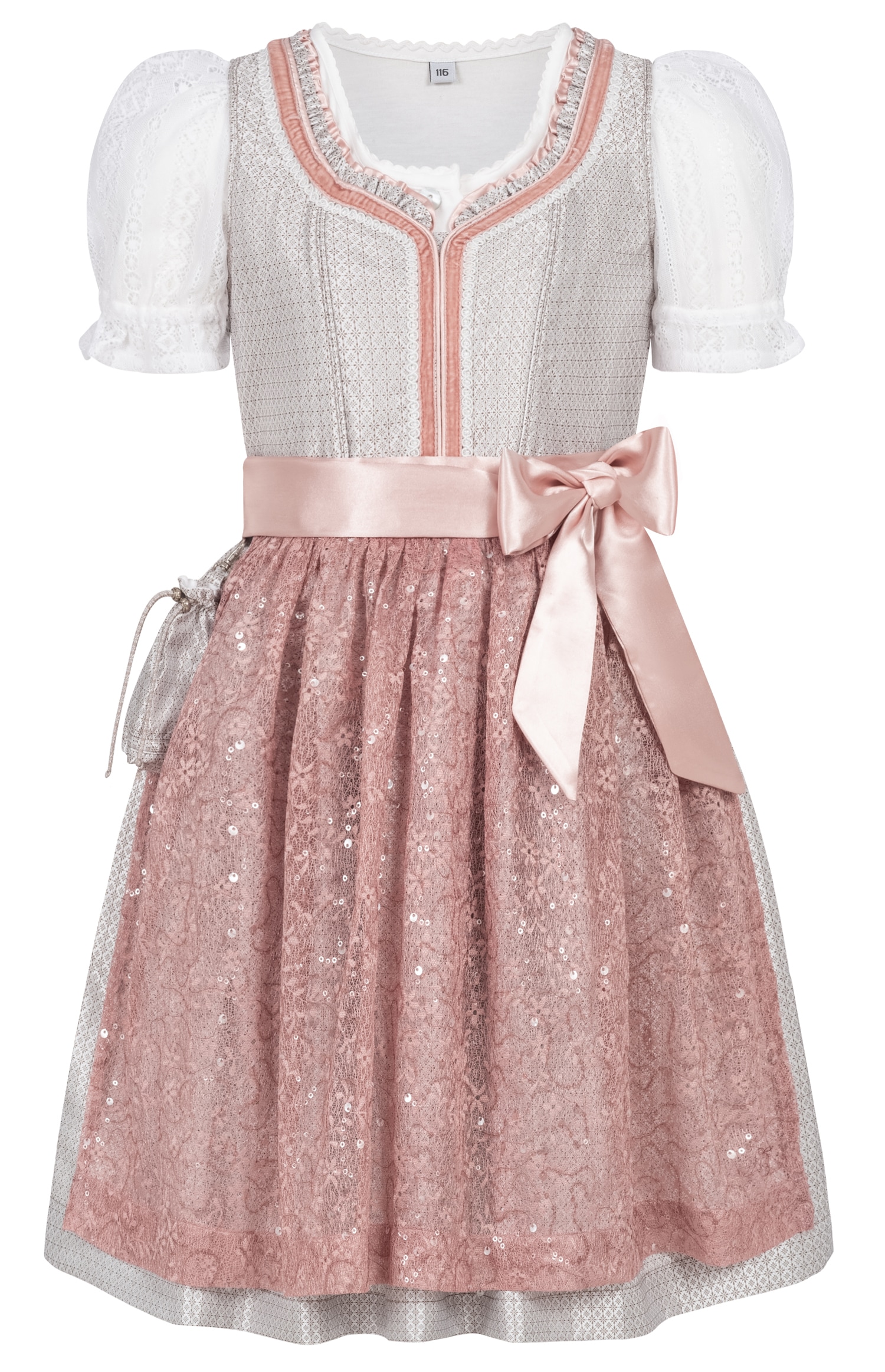 Dirndl NÜBLER "Kinderdirndl Lina", Mädchen, Gr. 164, EURO, beige, Obermaterial: 100% Polyester PES., Kleider Image