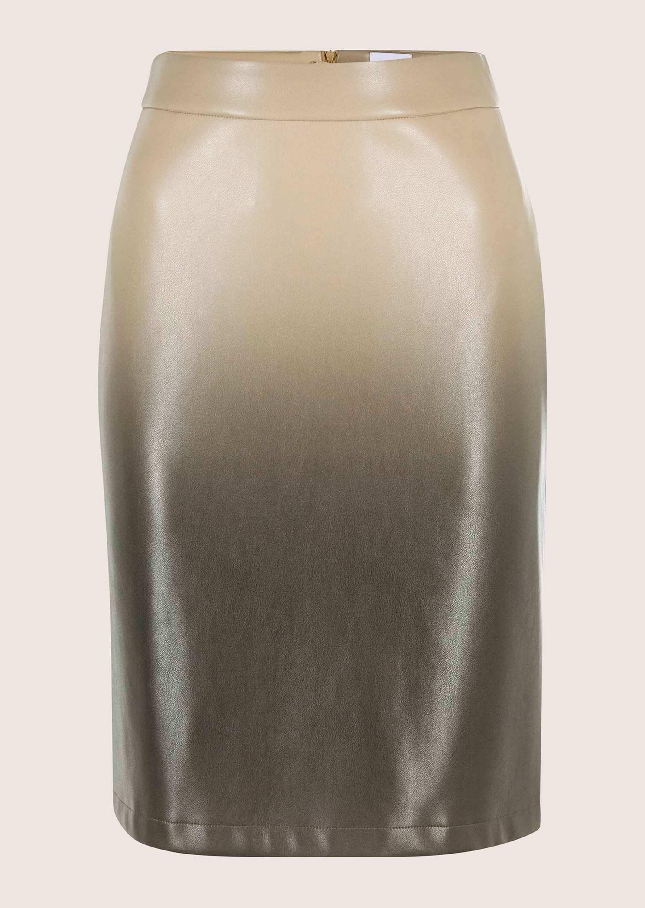 Sommerrock MADELEINE "Lederrock Eleganter Rock aus Leder-Imitat", Damen, Gr. 38, beige (beige, bleigrau), Obermaterial: 100% Polyester PES., Modern, Röcke