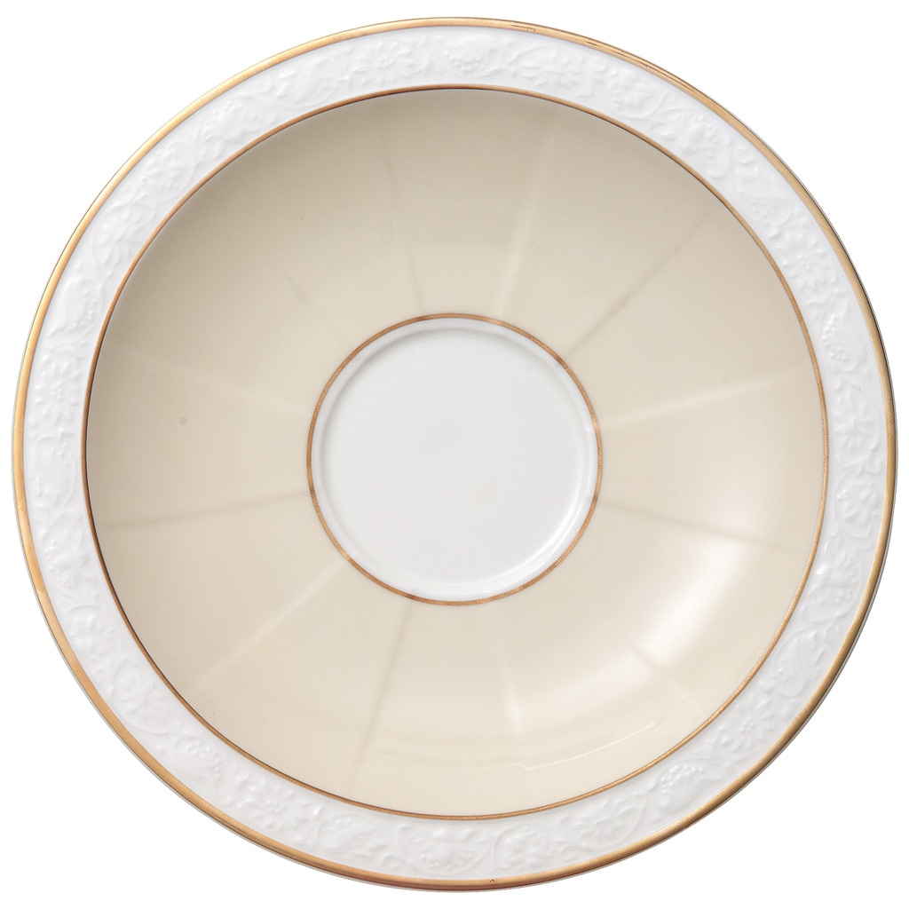 Untertasse VILLEROY & BOCH "Frühstücksuntertasse Ivoire ø 18,5 cm weiß-gold", bunt (weiß, gold), L:18,5cm, Speiseteller