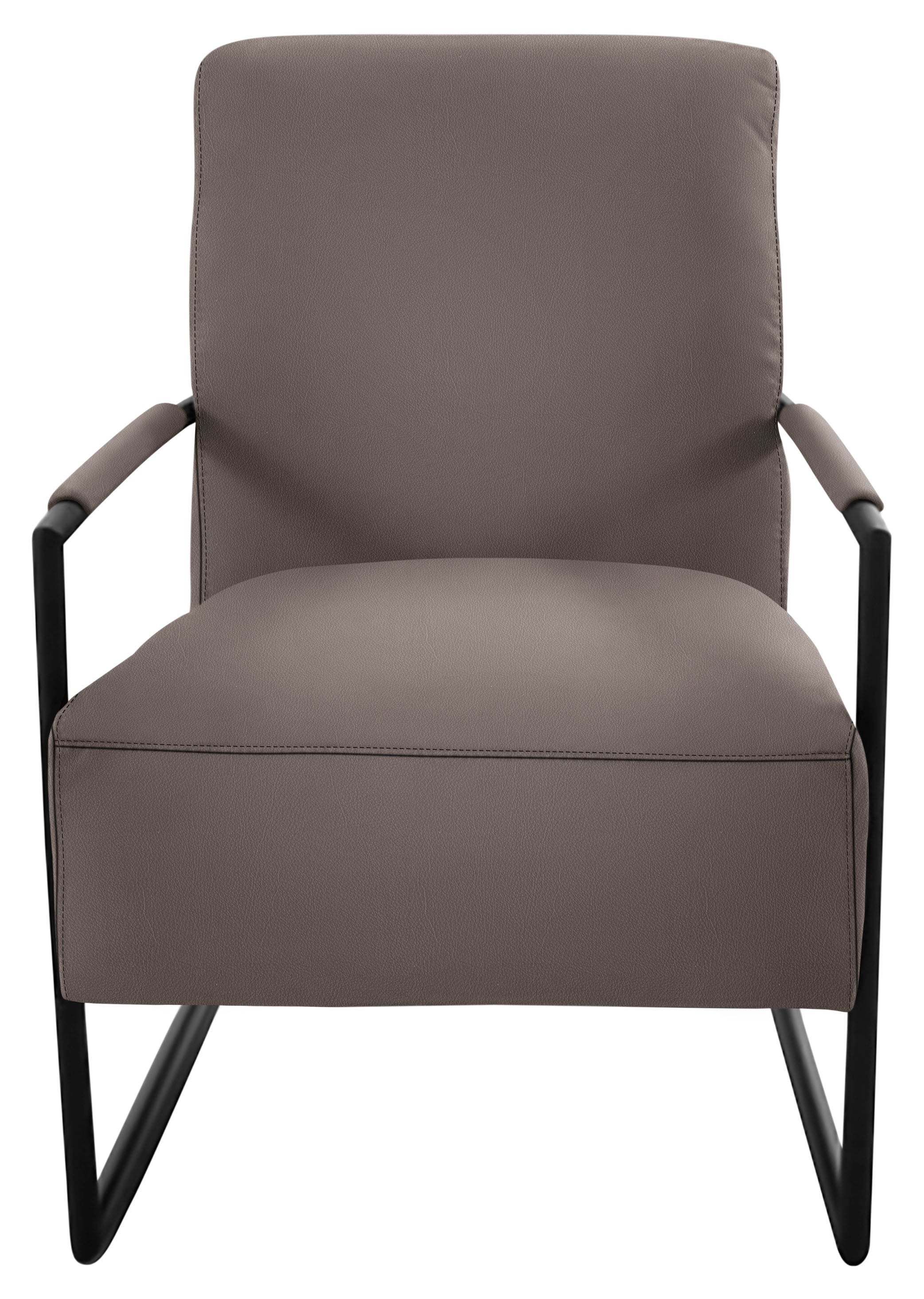 Cocktailsessel K+W KOMFORT & WOHNEN, braun (sattel), B:62cm H:77cm T:83cm, Sessel, Cocktailsessel, mit bezogenen Armlehnen, Gestell in Metall schwarz Struktur