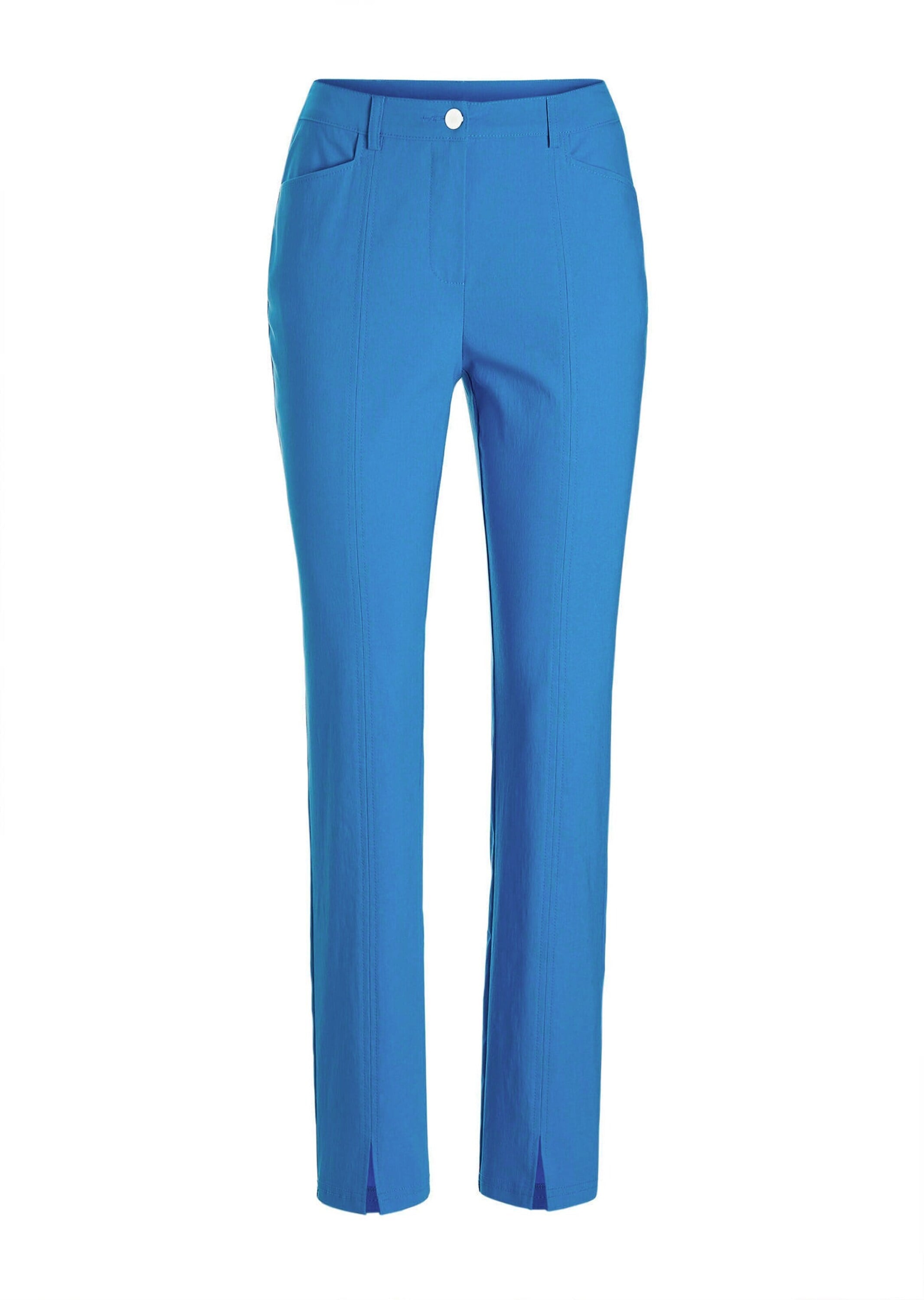 Stoffhose GOLDNER "Elegante Hose LOUISA mit Formbund", Damen, Gr. 54, N-Gr, blau, Obermaterial: 66% Viskose CV. 31% Polyamid PA. 3% Elasthan EL., Hosen Stoffhose