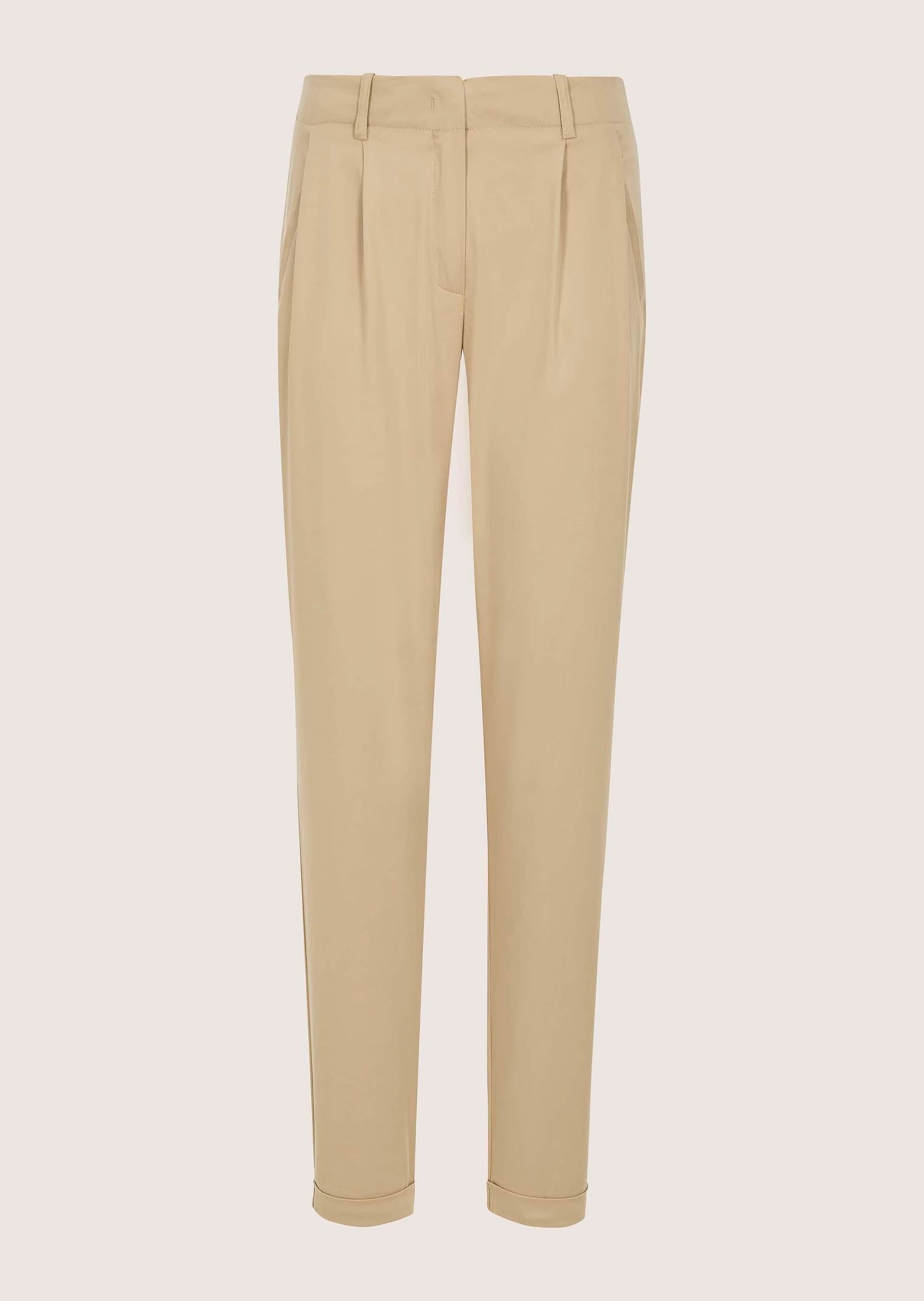 Chinohose MADELEINE "Chinohose Elegante Stoffhose mit Bundfalte", Damen, Gr. 18, N + K Gr, beige, Obermaterial: 64% Baumwolle CO. 33% Polyester PES. 3% Elasthan EL., Hosen Chinohose