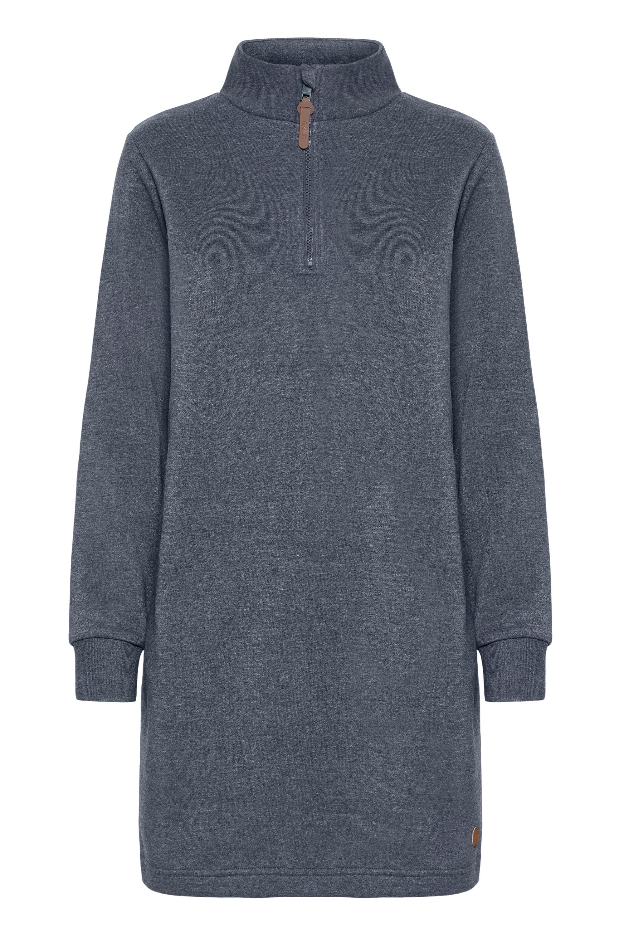 Sweatkleid OXMO "Sweatkleid OXMILLE", Damen, Gr. S, N-Gr, blau (total eclipse melange), Obermaterial: 55% Polyester PES. 45% Baumwolle CO., Kleider Sweatkleid