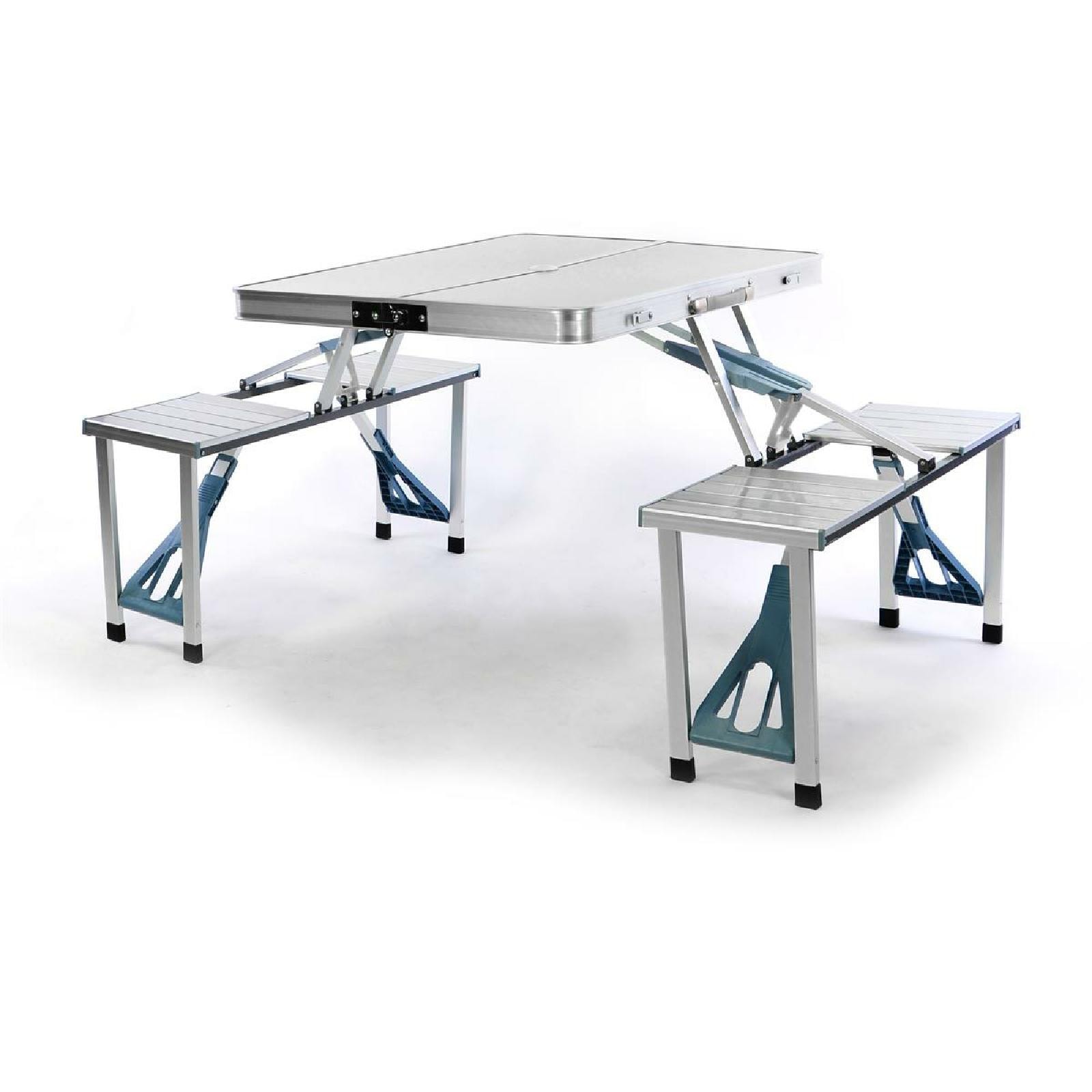 Garten-Essgruppe VCM "Faltbare Alu-Sitzgruppe für 4 Personen", weiß (weiß,), Obermaterial: 100% Metall MT., Sitzmöbel-Sets