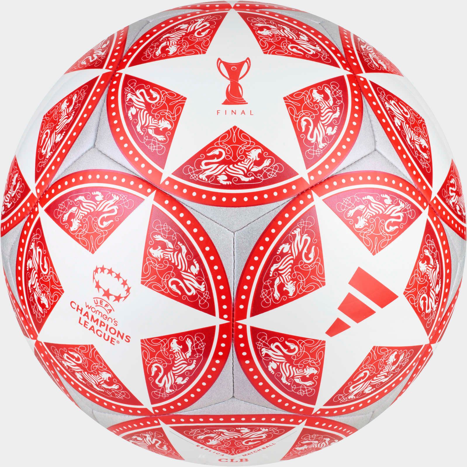 Fußball ADIDAS PERFORMANCE "WUCL CLB" Gr. 5, silber metallic, rot, weiß, Bälle, Kinder, 5, 0,4 g, Synthetik, Damen Champions League, B:22,3cm H:17,3cm T:22cm