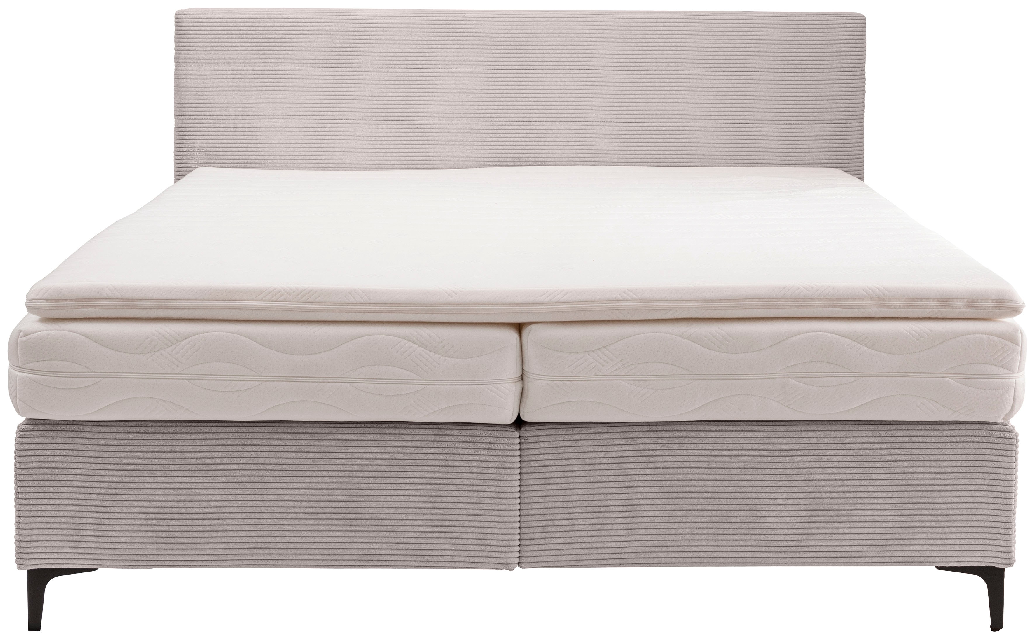 Boxspringbett ALINA "Pico", grau (platingrau gct 49), B:192cm L:212cm, Cord GCT (92% Polyeste, 8% Nylon), Komplettbetten, Boxspringbett, inkl. Matratzen und Topper Image