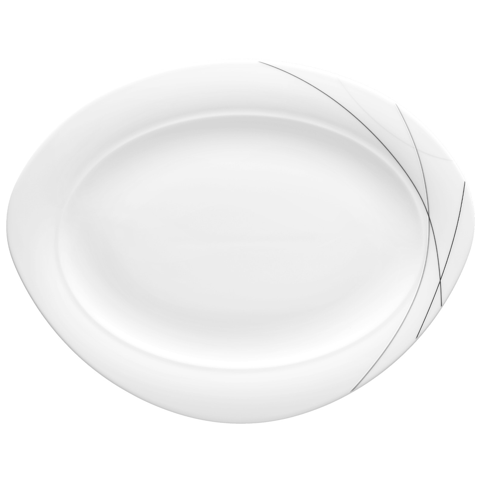 Servierplatte SELTMANN WEIDEN "Servierplatte Trio Highline 35 x 27 cm weiß-grau", bunt (weiß, grau), Porzellan, Servierplatten, Servierplatte