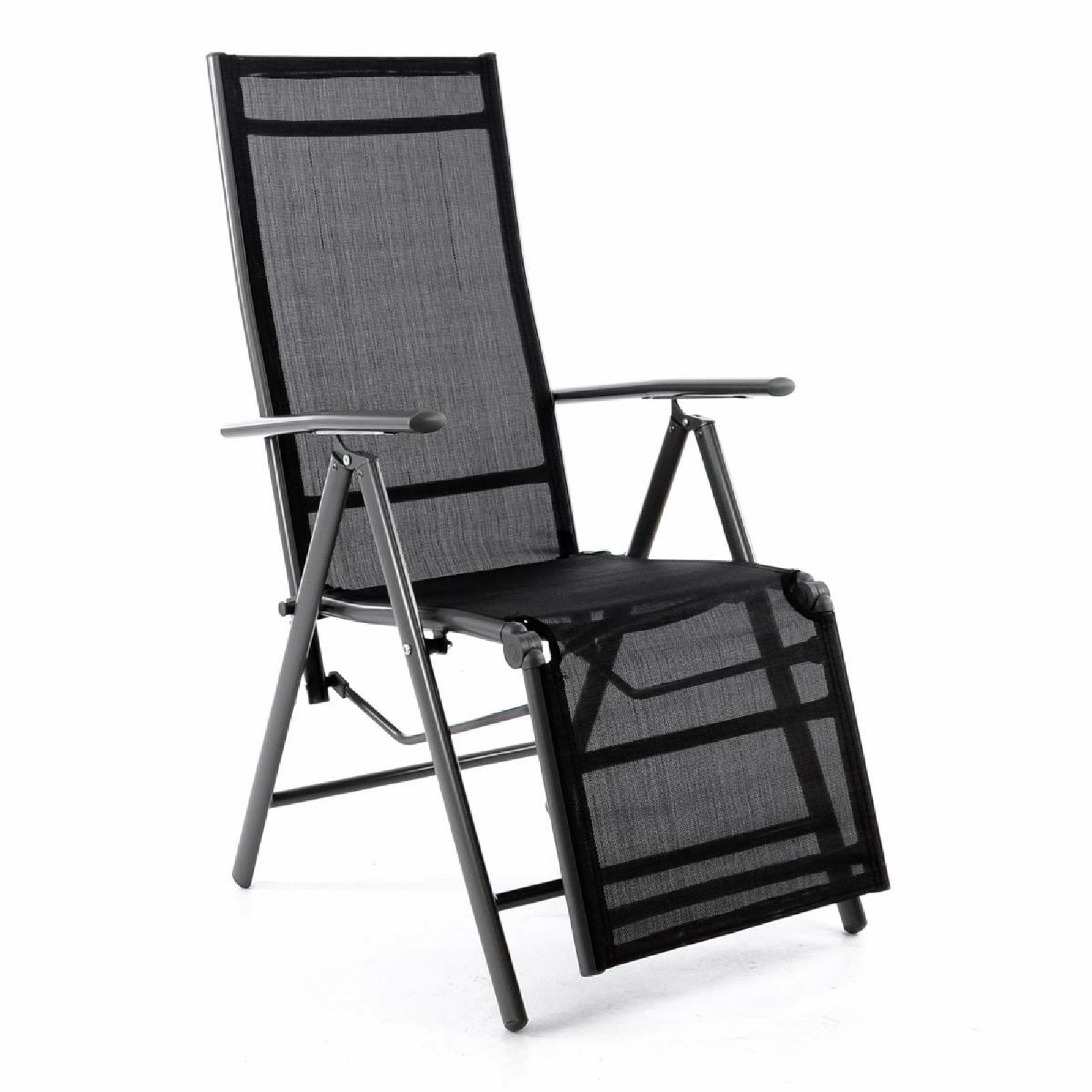 Gartenstuhl VCM "Alu Klappstuhl mit Fußstütze", schwarz, Obermaterial: 100% Metall MT., Stühle, Gartenstuhl