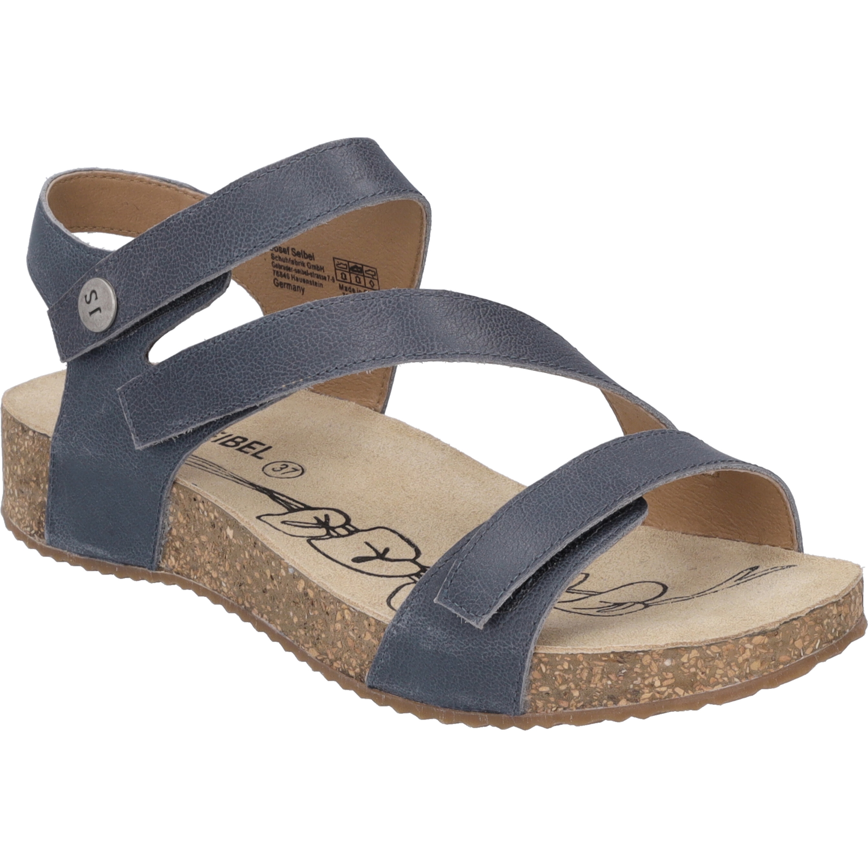 Sandale JOSEF SEIBEL "Tonga 25, blau", Damen, Gr. 36, blau (jeans), Obermaterial: 100% Rindsleder Leather cow., Schuhe Sandale