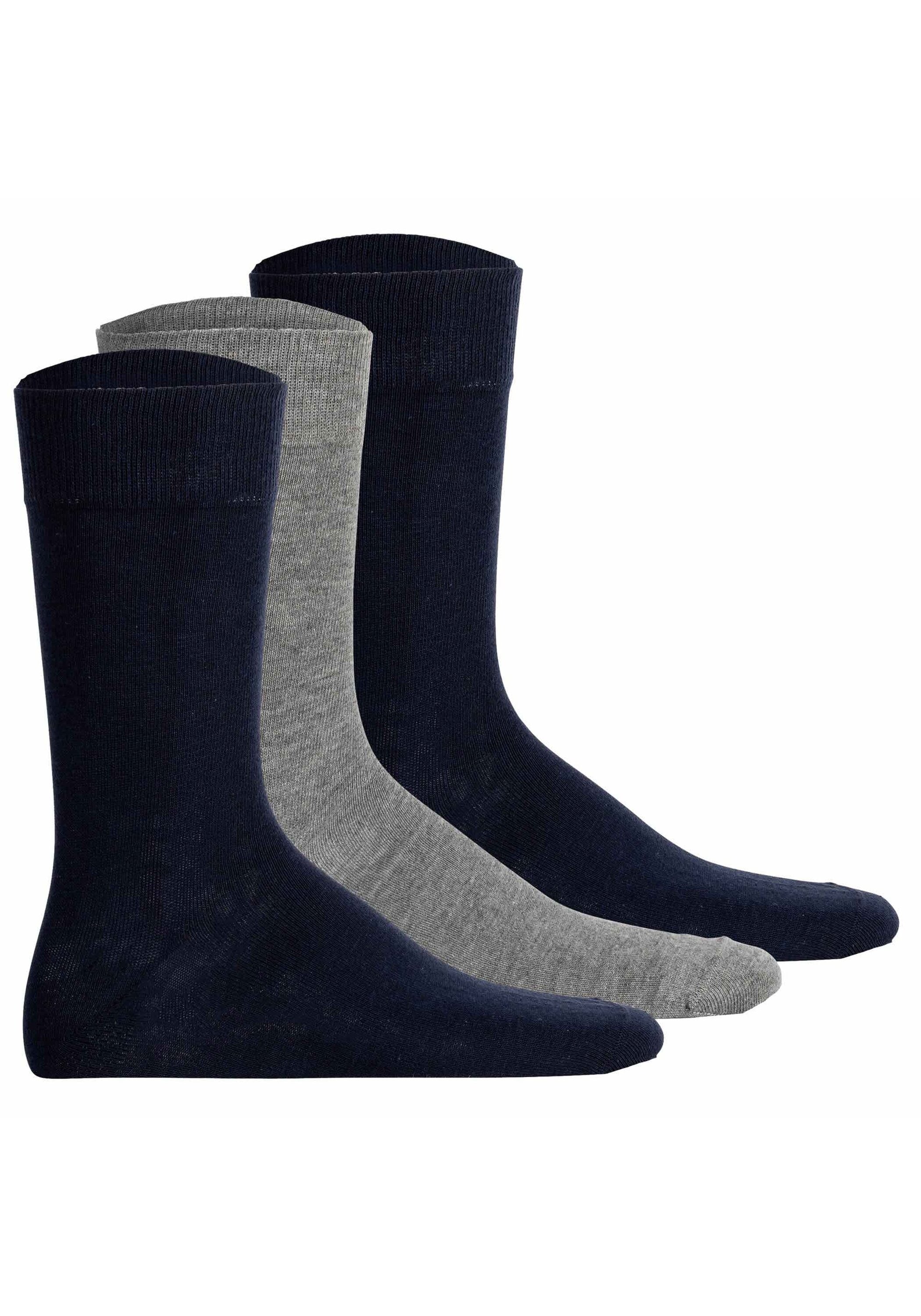 Kurzsocken HUDSON "Socken EASY³ 3-PACK 3er Pack", Herren, Gr. 43-46, blau (dunkelblau, grau), Obermaterial: 80% Baumwolle CO. 17% Polyamid PA. 3% Elasthan EL., Socken