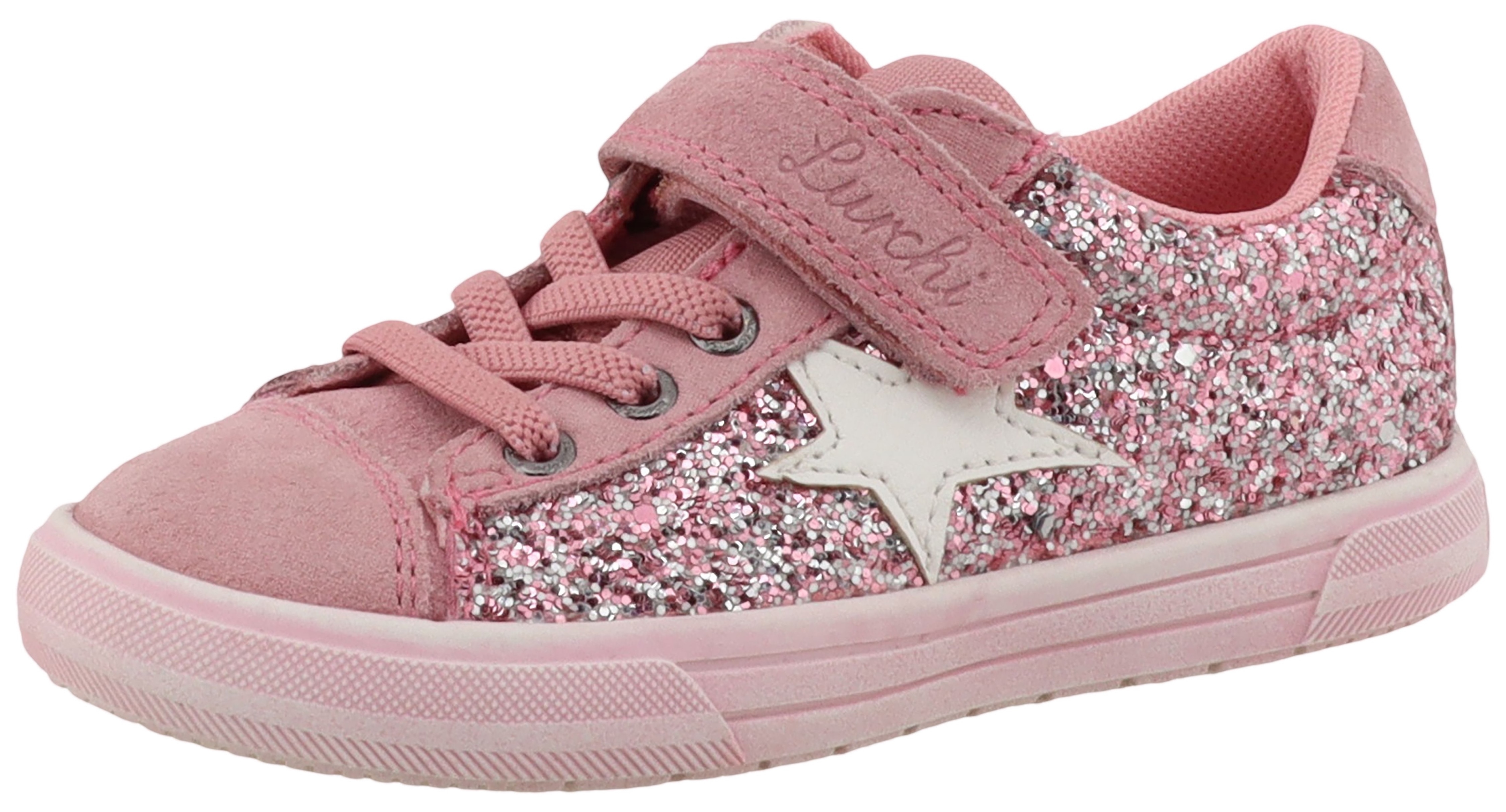 Sneaker LURCHI "Bine", Damen, Gr. 33, rosa, Schuhe Sneaker, Klettschuh mit Glitzer, Größenschablone zum Download