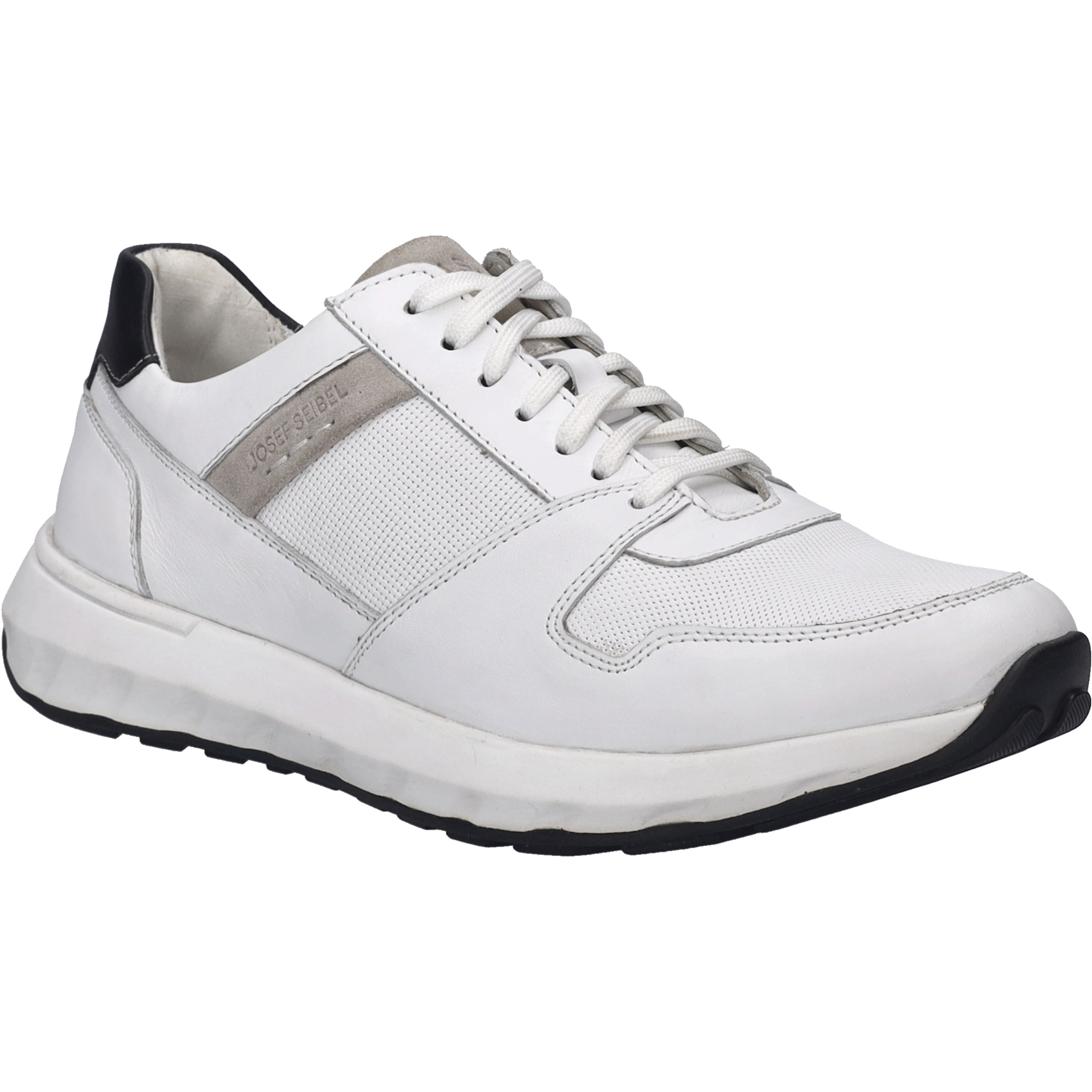 Sneaker JOSEF SEIBEL "Cameron 10, weiss-schwarz", Herren, Gr. 46, weiß (weiß, schwarz), Obermaterial: 100% Rindsleder Leather cow., Schuhe Sneaker