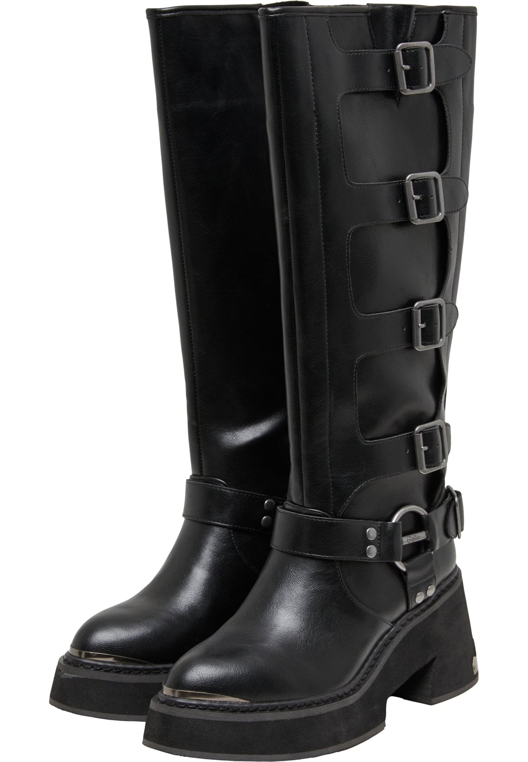 Stiefel BUFFALO "Buffalo BULL BOOT HI FB - VEGAN NAPPA", Damen, Gr. 39, schwarz, Polyurethan, unifarben, Schuhe Stiefel