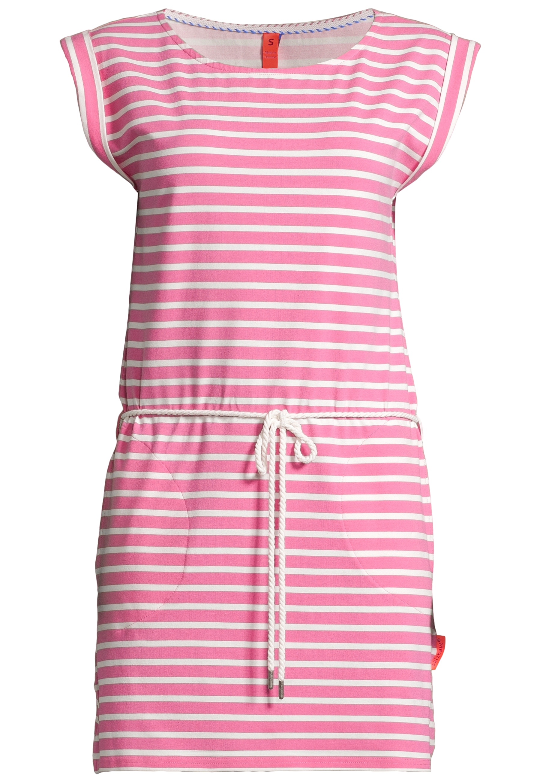 Midikleid SALZHAUT "Knielanges Kleid (Midi) PAPPNEES", Damen, Gr. S, EURO, rosa (sanftes weiß, blossom), Obermaterial: 50% Baumwolle CO. 50% Polyester PES., Kleider Midikleid