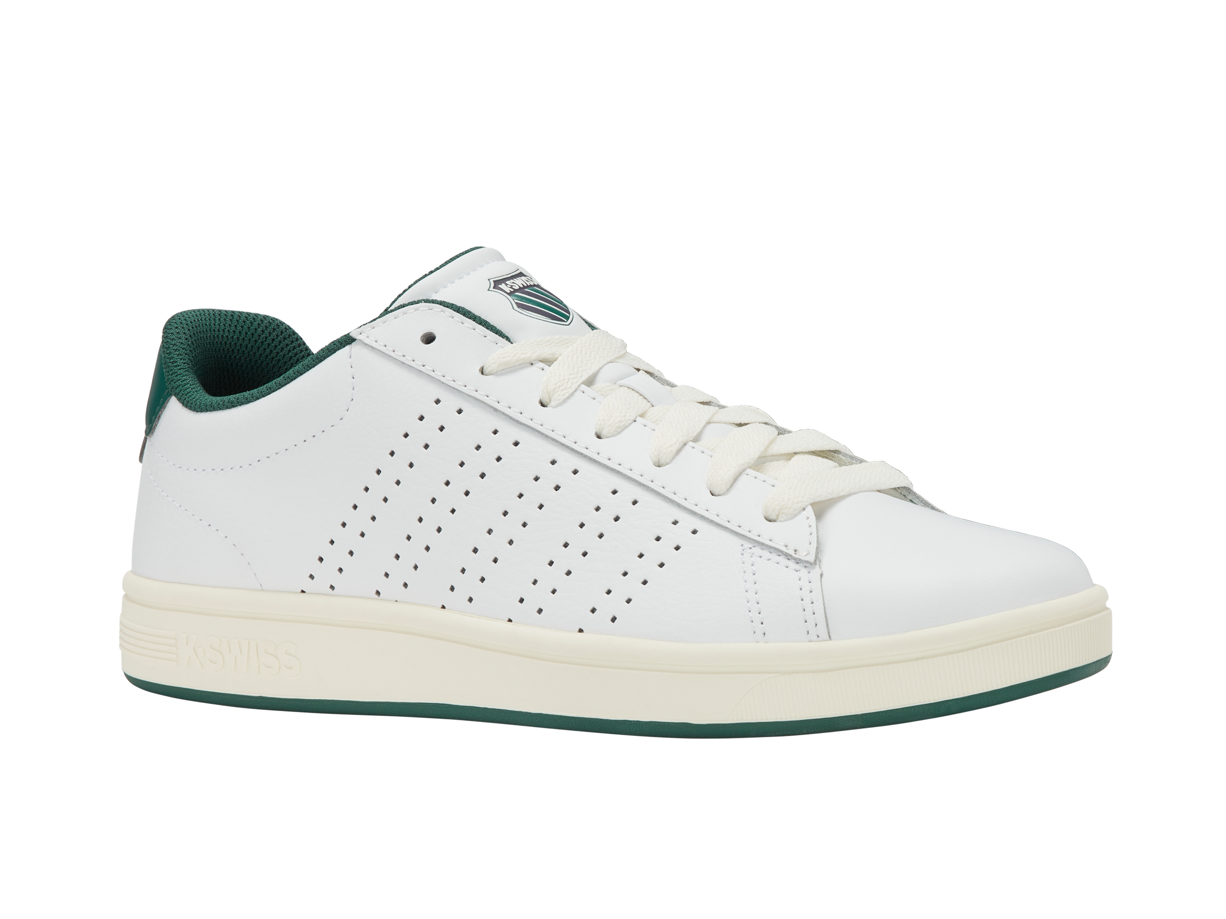 Sneaker K-SWISS "COURT BASE II", Herren, Gr. 47, weiß, posy grün, Leder, Schuhe Sneaker