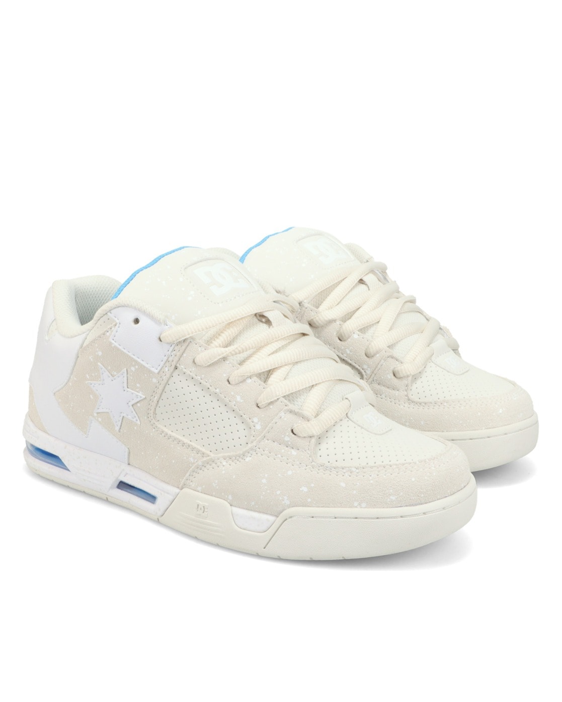 Sneaker DC SHOES "DC Command", Herren, Gr. 14(48), sanftes weiß, weiß, blau, Obermaterial:50.46% Leder, 49.54% Synthetikmaterial;, Schuhe Sneaker