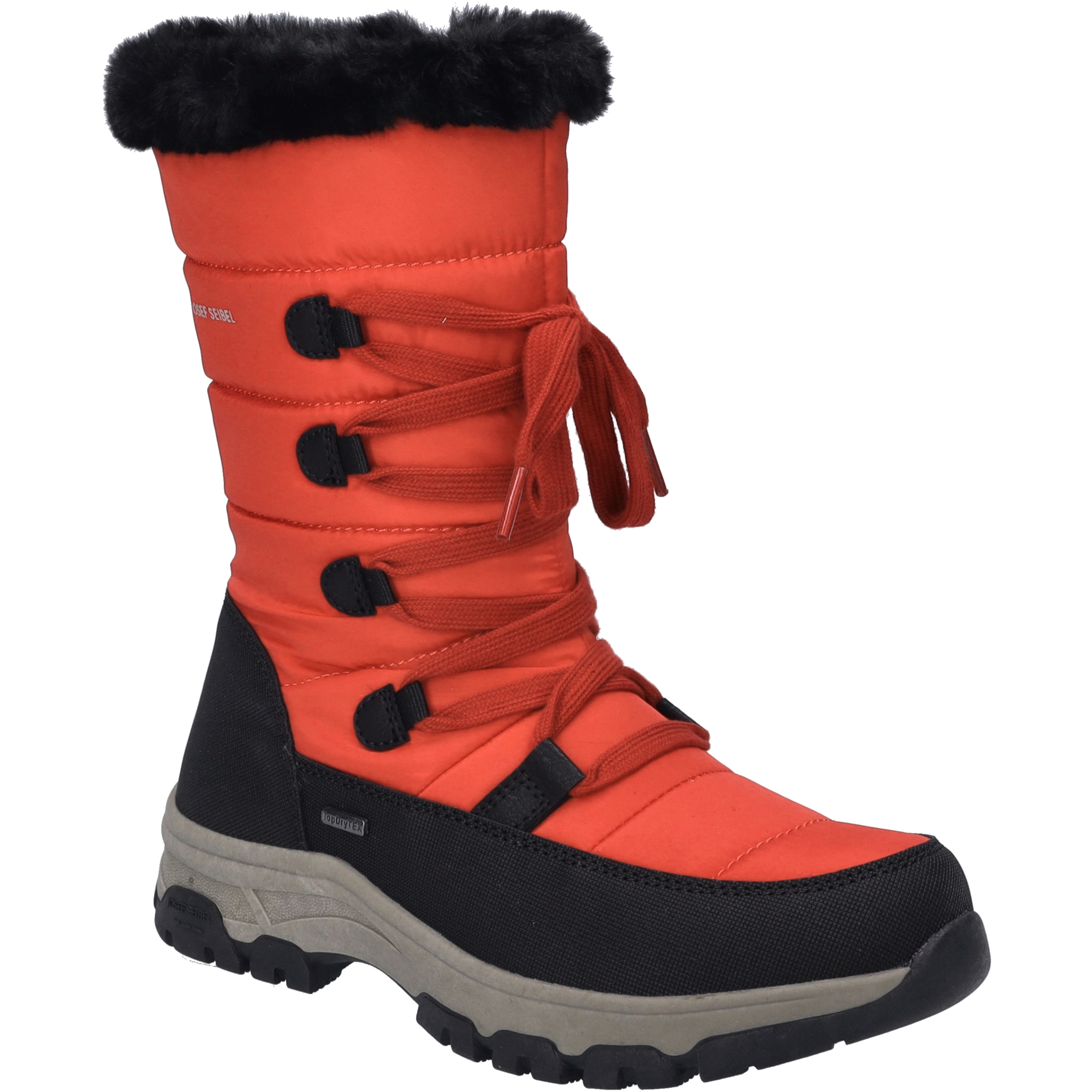 Stiefel JOSEF SEIBEL "Davos 51, schwarz-rot", Damen, Gr. 37, schwarz (schwarz, rot), Obermaterial: 100% Synthetik synthetic., Schuhe Stiefel