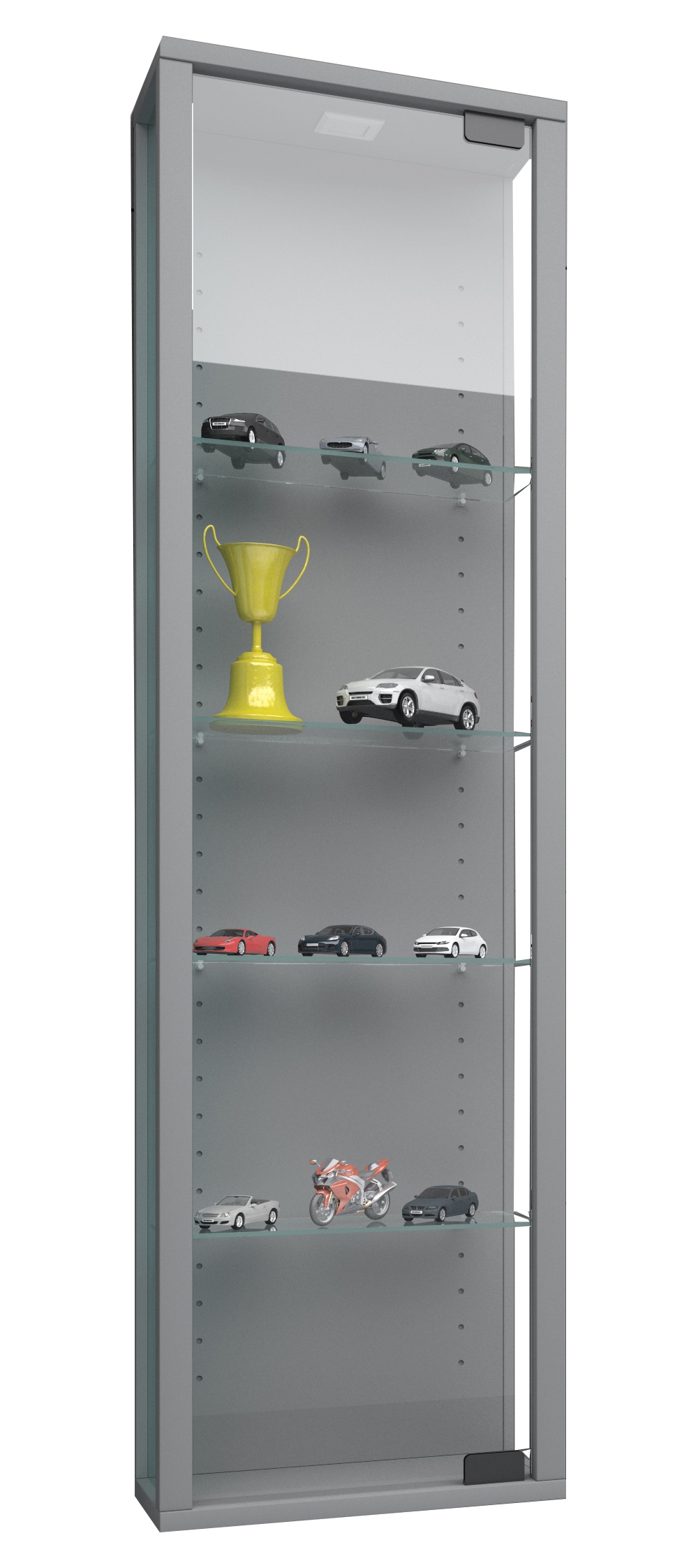 Wandregal VCM "Wandvitrine Hängevitrine Glasvitrine Stano Mini", silber, B:33cm, Regale, Wandregal