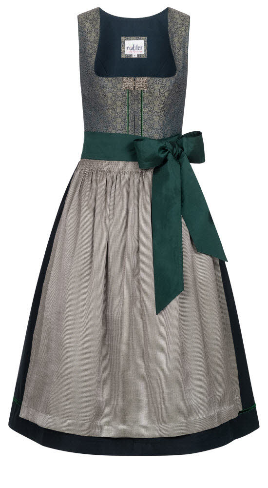 Dirndl NÜBLER "Dirndl midi Lea", Damen, Gr. 42, EURO, grün, Obermaterial: 50% Polyester PES. 50% Viskose CV., Kleider