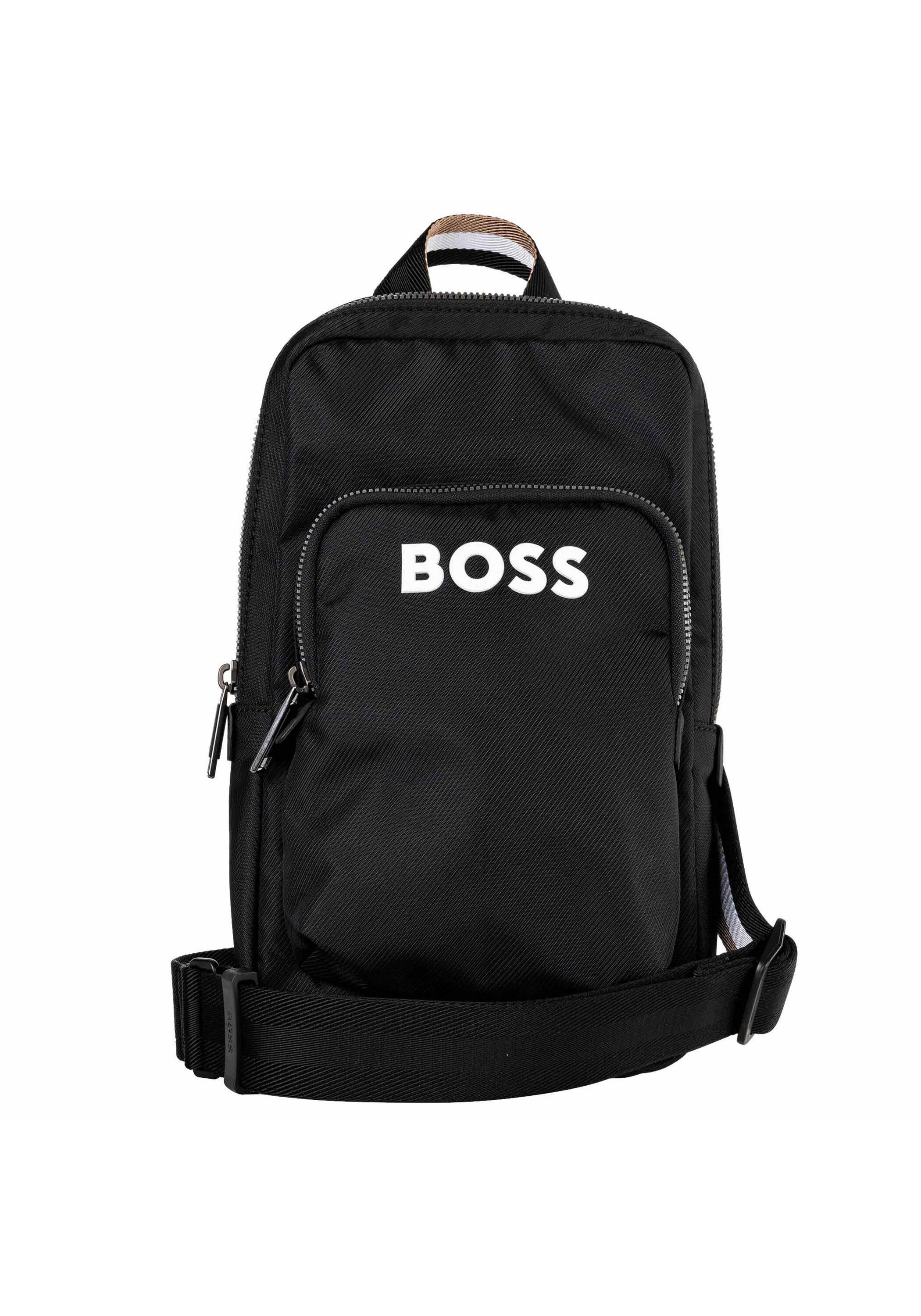 Umhängetasche BOSS "Umhängetasche Catch 3.0 Monostrap", Herren, Gr. B/H/T: 18cm x 30cm x 7cm 0, schwarz, Obermaterial: 100% Polyester PES. Futter: 100% Polyester PES., Taschen Umhängetasche