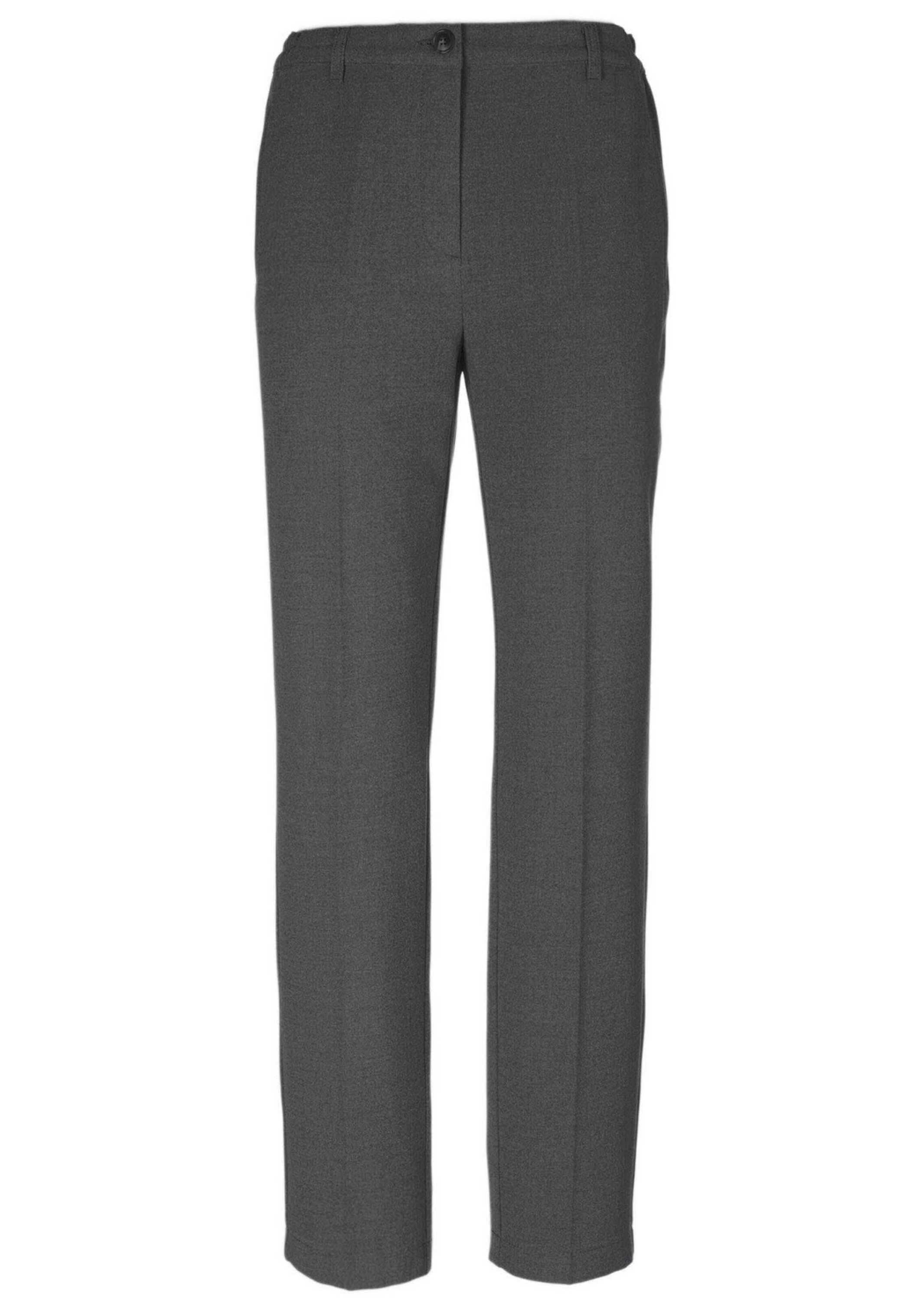 2-in-1-Hose GOLDNER "Kurzgröße Angenehm weiche Flanell-Hose ANNA", Damen, Gr. 20, K-Gr, grau, Obermaterial: 63% Polyester PES. 32% Viskose CV. 5% Elasthan EL., Hosen