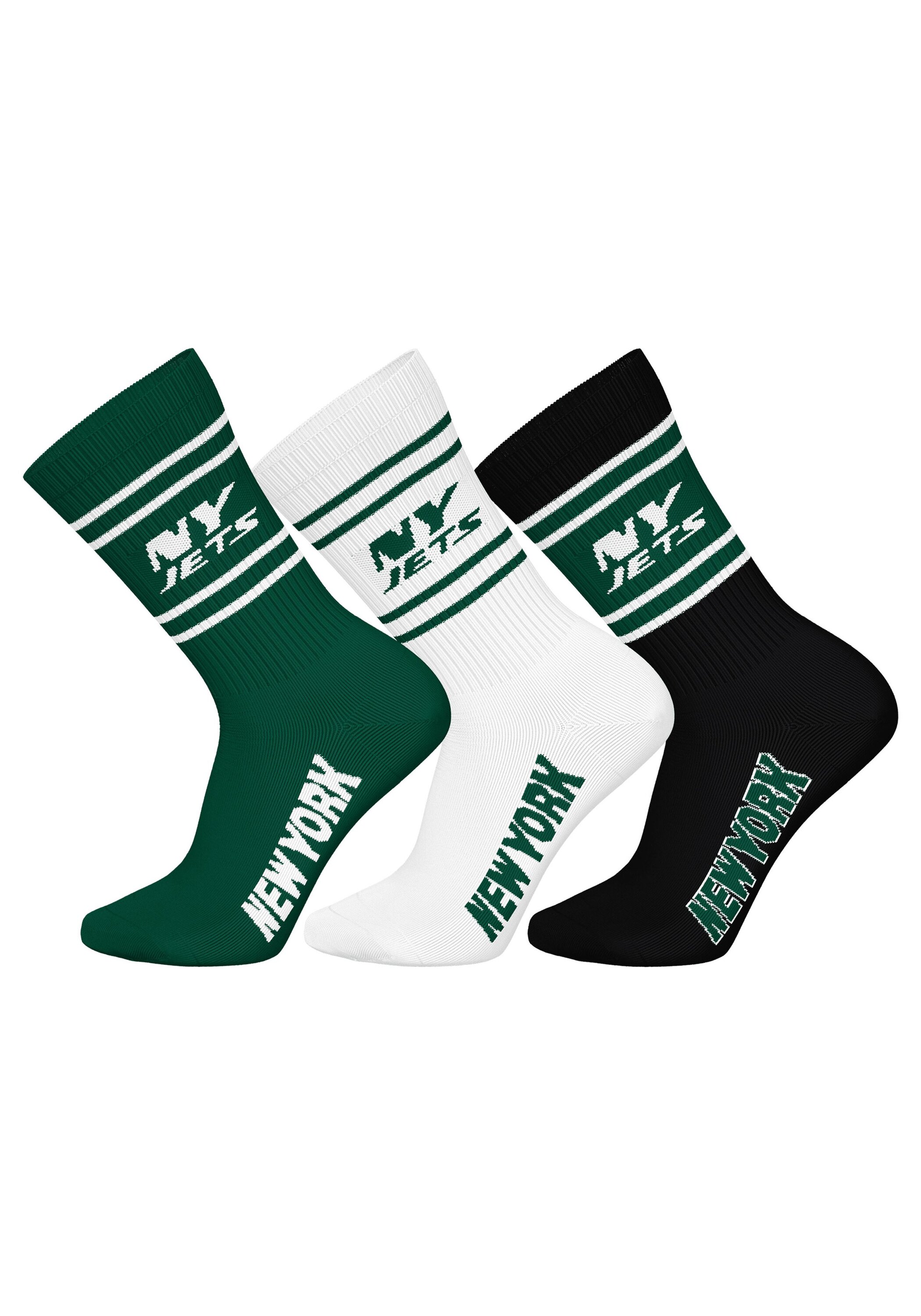 Kurzsocken NFL "Socken NFL 3Pack Crew Socks 3er Pack", Damen, Gr. 43-46, bunt (new york jets), Obermaterial: 58% Baumwolle CO. 39% Polyester PES. 3% Elasthan EL., Socken