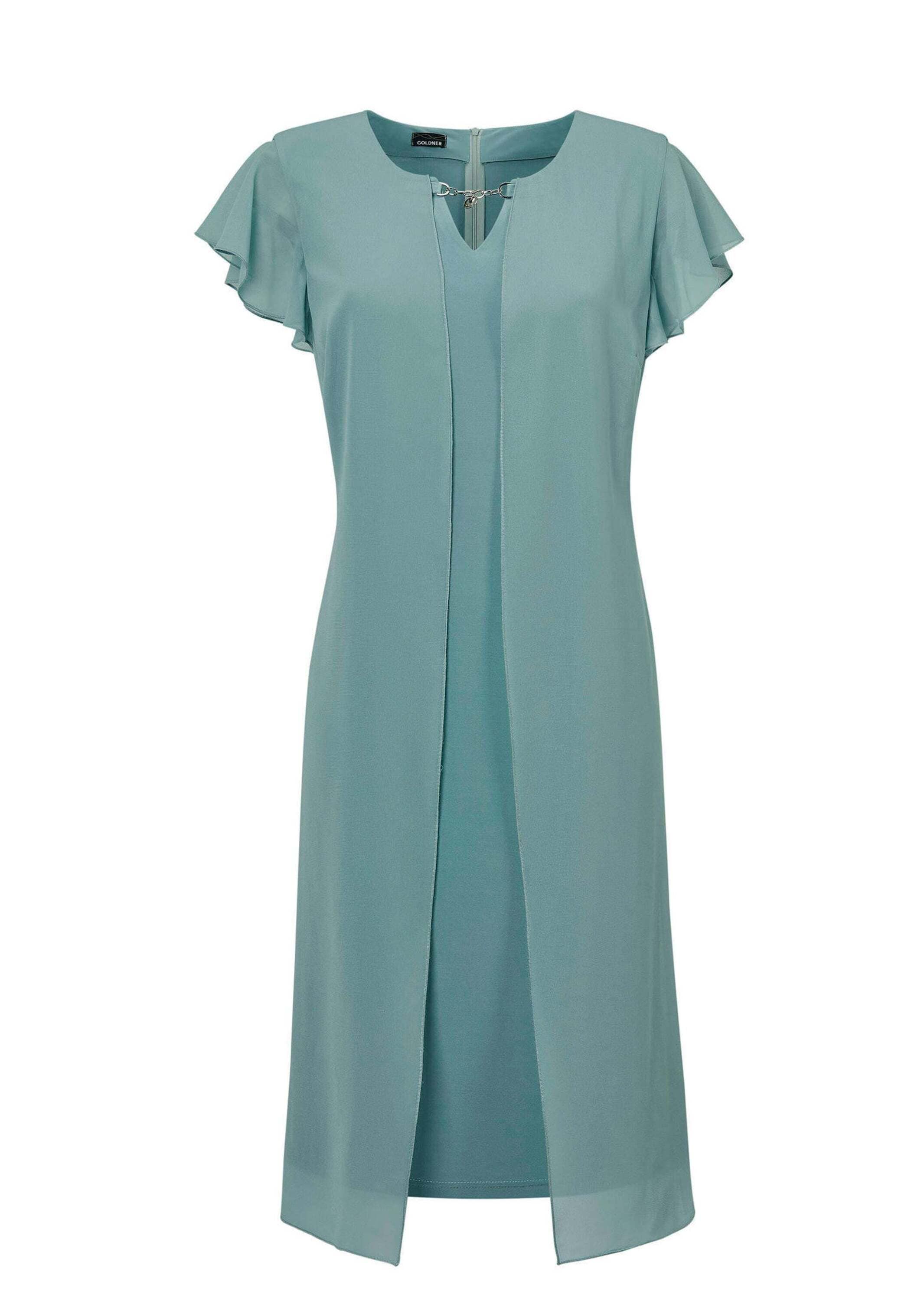 Abendkleid GOLDNER "Kleid", Damen, Gr. 54, N-Gr, grün (thymian), Obermaterial: 96% Polyester PES. 4% Elasthan EL., Kleider Abendkleid