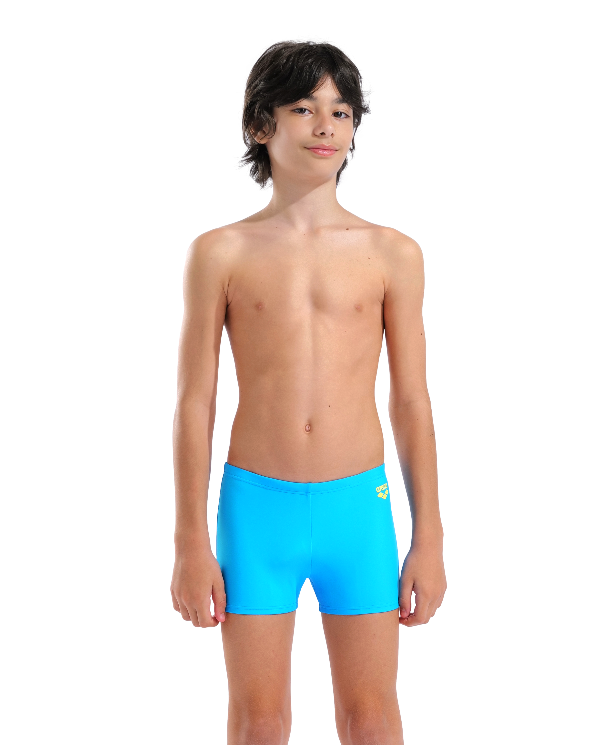 Badehose ARENA "B DYNAMO JR SHORT R", Jungen, Gr. 152 (146), N-Gr, turquoise, gelb star, Obermaterial: 80% Polyamid, 20% Elasthan, Badehosen Badehose