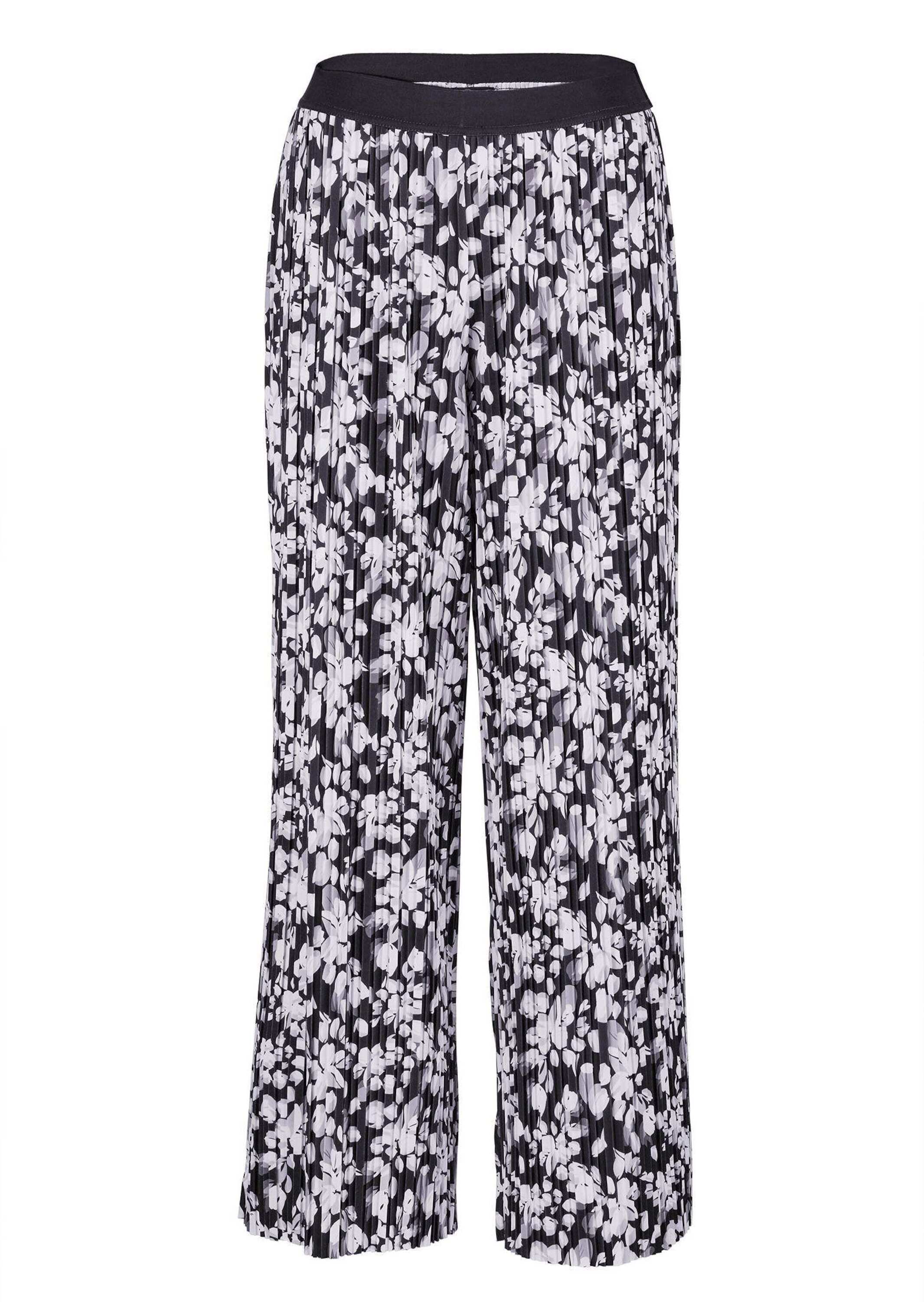 Schlupfhose GOLDNER "Kurzgröße Florale, elegante VERA Hose", Damen, Gr. 22, K-Gr, blau (marine, weiß, geblümt), Obermaterial: 92% Polyester PES. 8% Elasthan EL., Hosen Schlupfhose