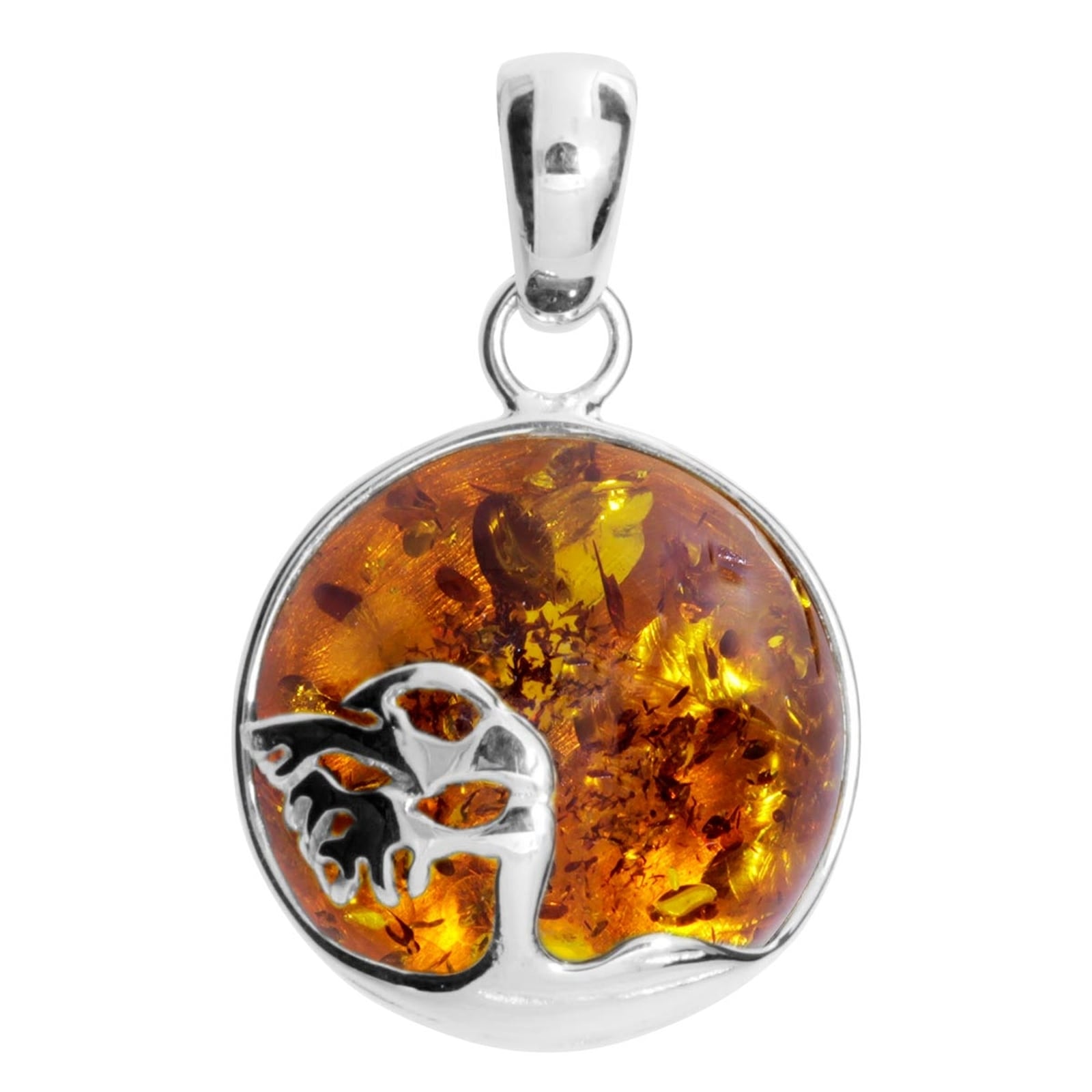 Kettenanhänger OSTSEE-SCHMUCK "- Windflüchter 16 mm - Silber 925/000 - Bernstein" Gr. 25, silber (silber 925, silberfarben, weiß), Schmuckanhänger, Damen, Silber 925 (Sterlingsilber), Kettenanhänger