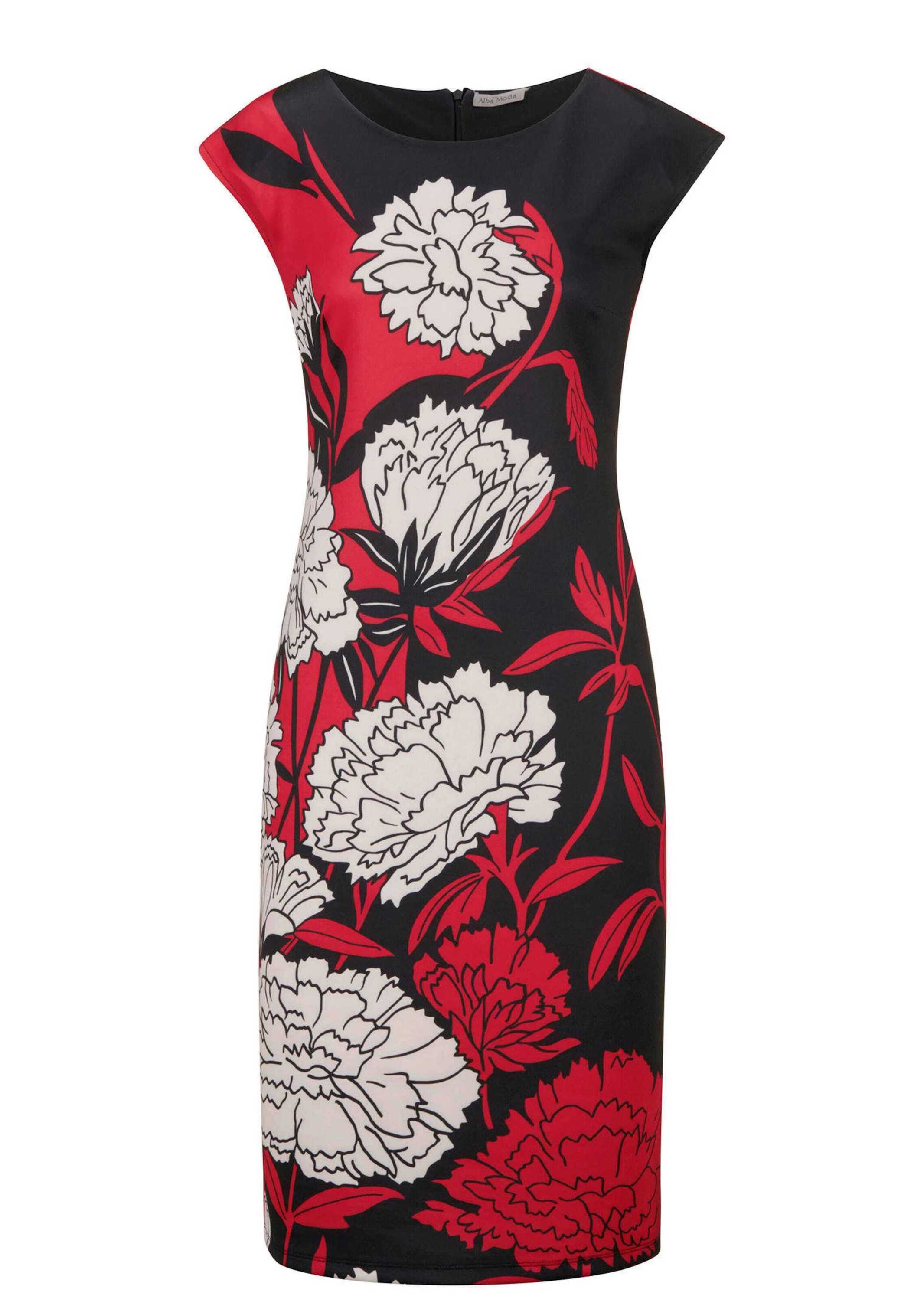 Jerseykleid ALBA MODA "Jerseykleid Jerseykleid aus angenehmer Scubaware", Damen, Gr. 36, N + K Gr, schwarz, Obermaterial: 95% Polyester PES. 5% Elasthan EL., Kleider Jerseykleid