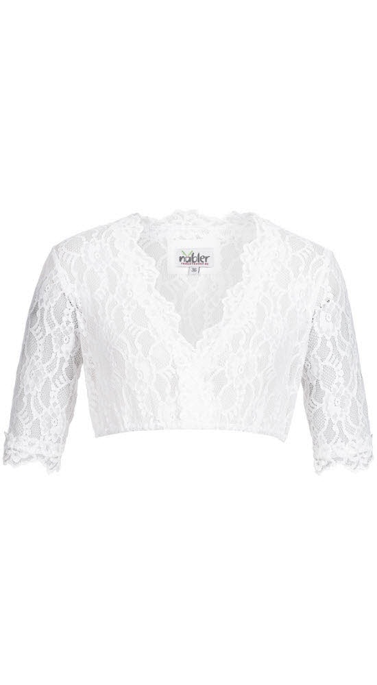 Dirndlbluse NÜBLER "Dirndlbluse 3/4 Arm Laura", Damen, Gr. 48, weiß, Obermaterial: 89% Polyacryl PAN recyc.. 11% Elasthan EL., Blusen Dirndlbluse
