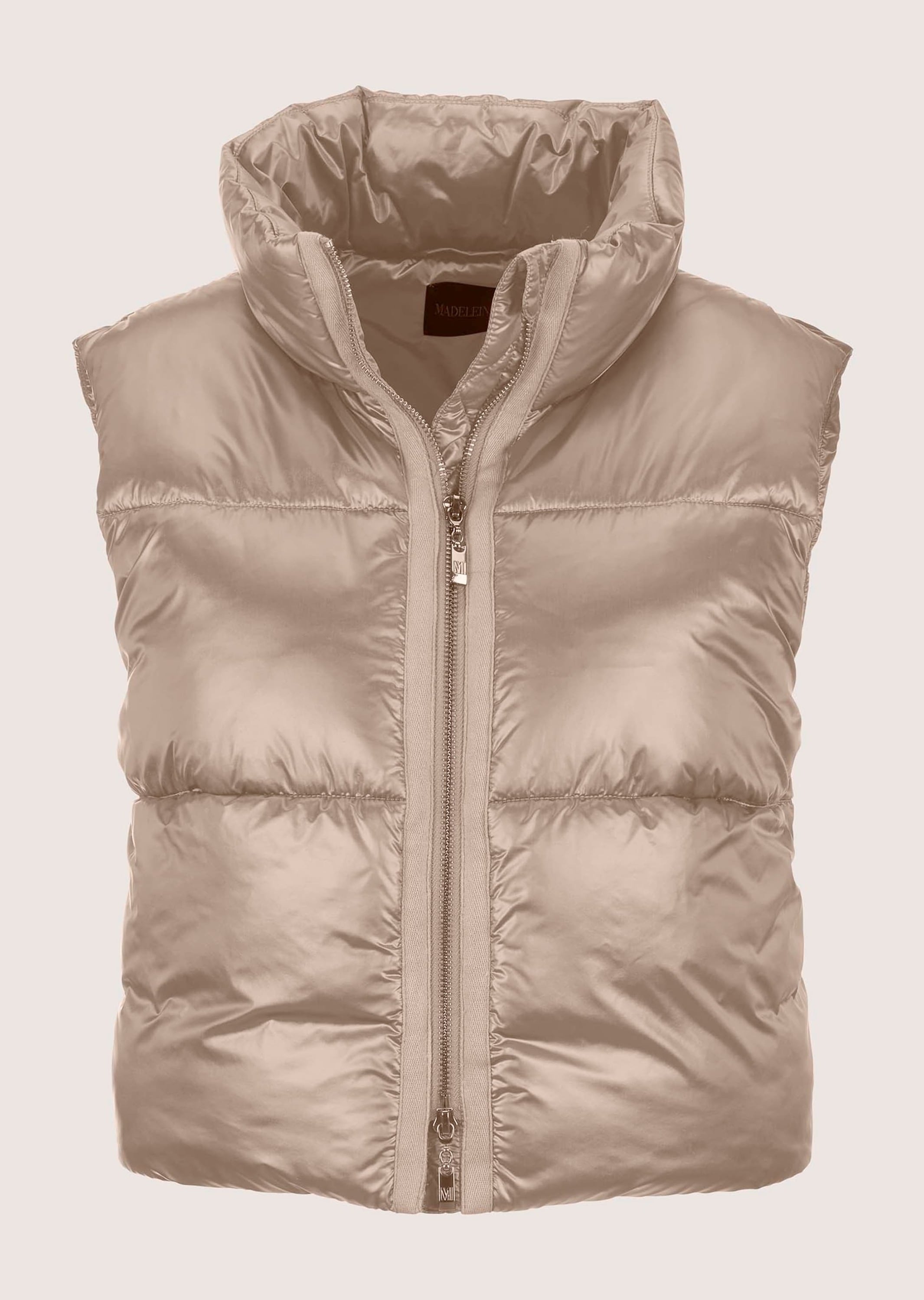 Kurzweste MADELEINE "Steppweste Sommerweste mit Glanz-Finish", Damen, Gr. 42, beige, Obermaterial: 100% Polyamid PA., Modern, normal, Westen, Wattierte Steppweste in Kurzform Image