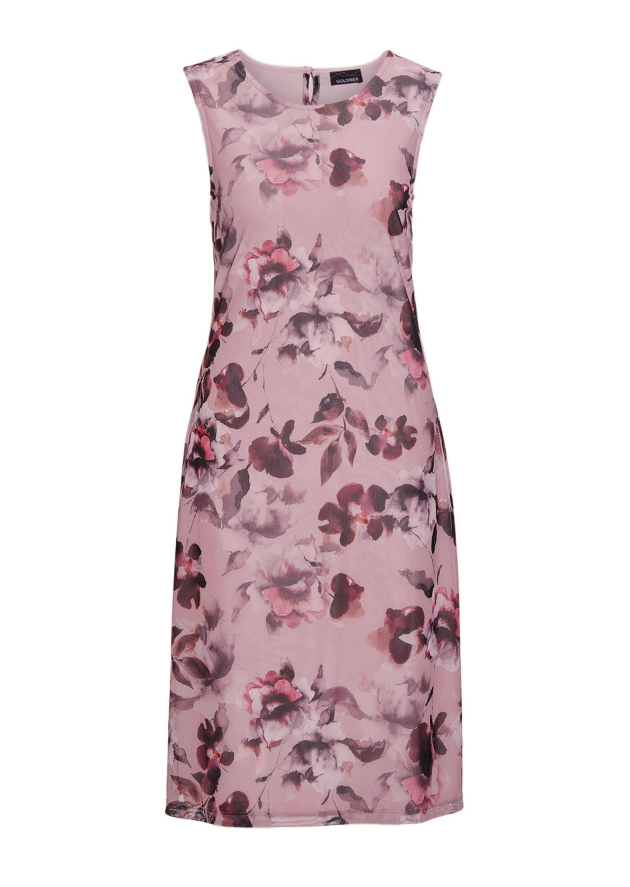 Abendkleid GOLDNER "Kurzgröße Elegantes Kleid aus weichem Mesh", Damen, Gr. 25, K-Gr, rosa (rosenquarz, purpur, gemustert), Obermaterial: 92% Polyester PES. 8% Elasthan EL., Kleider Abendkleid