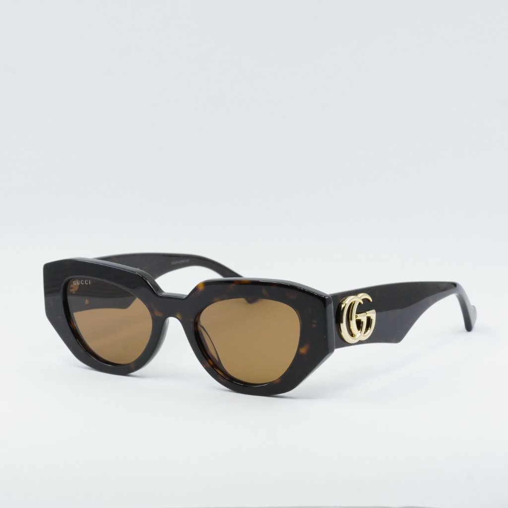 Gucci Accessories | Gucci Gg1421s 002 Sunglasses Dark Havana Geometric Frame, Brown Lenses | Color: Brown | Size: 51 - 20 - 145