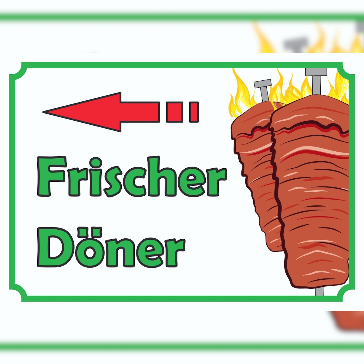 HB-Druck Frischer Döner Schild mit Pfeil links A6 (105x148mm) Image