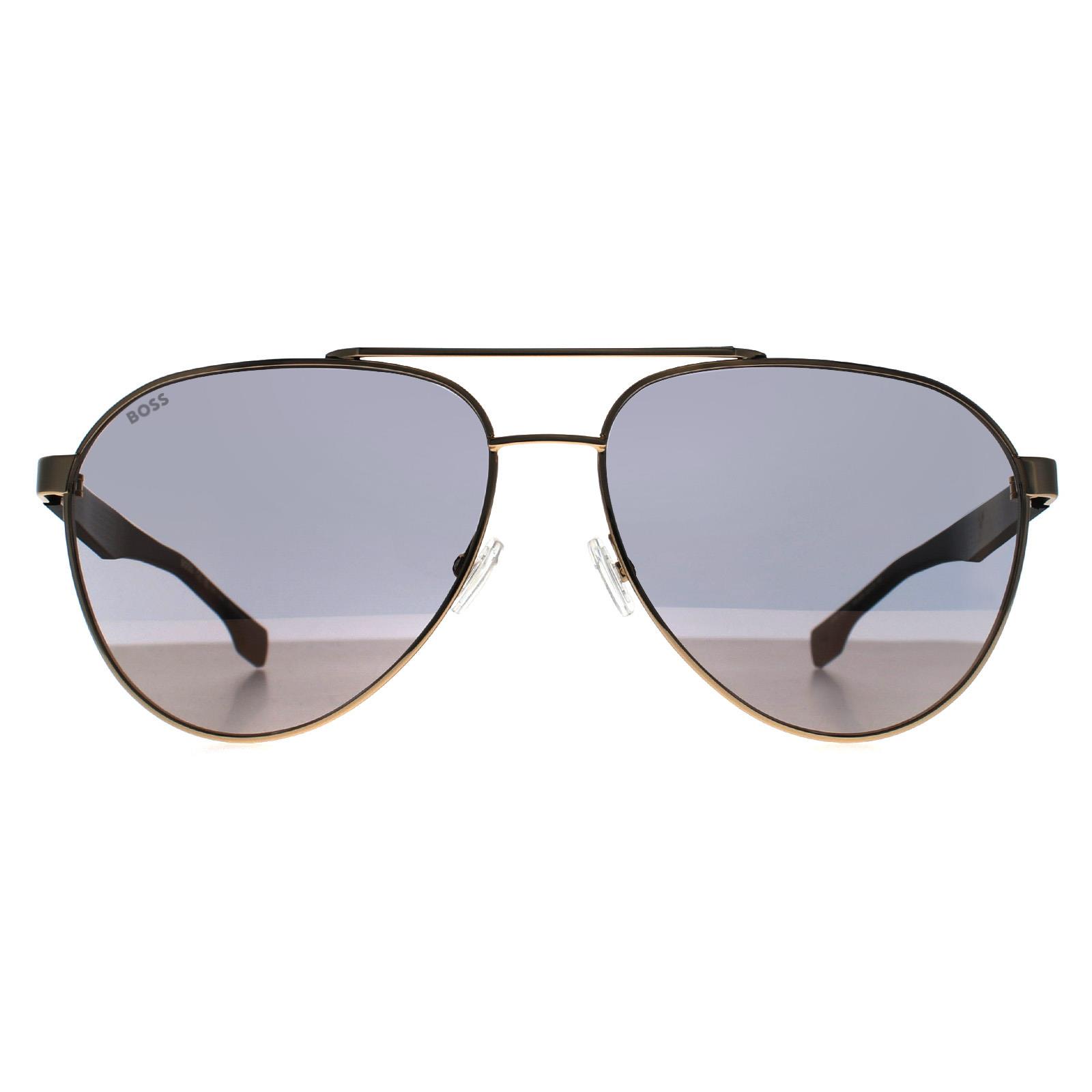 Hugo Boss Aviator Herren Gold Schwarz Gold Spiegel BOSS 1485/S