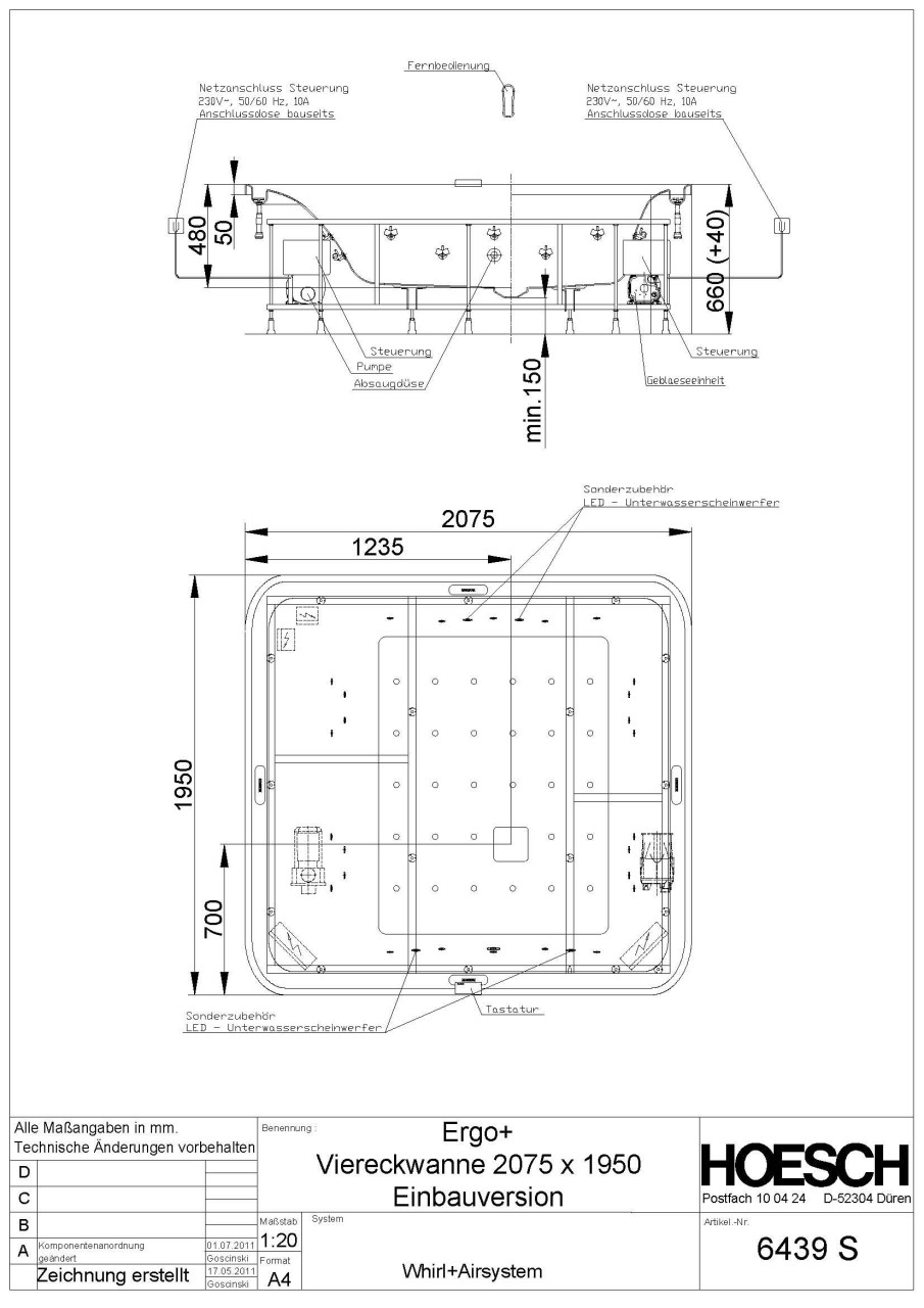 Hoesch Whirlwanne Ergo+ 6444 & Kombi-System, 6444S.010305552 Image