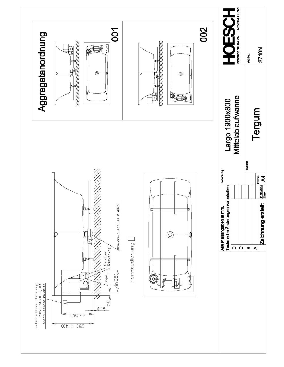 Hoesch Whirlwanne Largo 3710 & Tergum Whirl, 3710N.010305002 Image