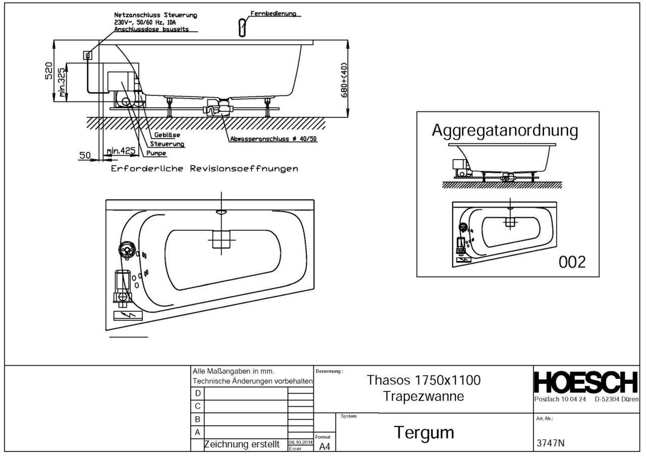 Hoesch Whirlwanne Thasos 3747 & Tergum Whirl, 3747N.010305002 Image