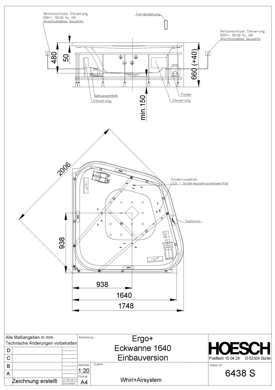Hoesch Whirlwanne Ergo+ 6443 & Kombi-System, 6443S.010305550 Image