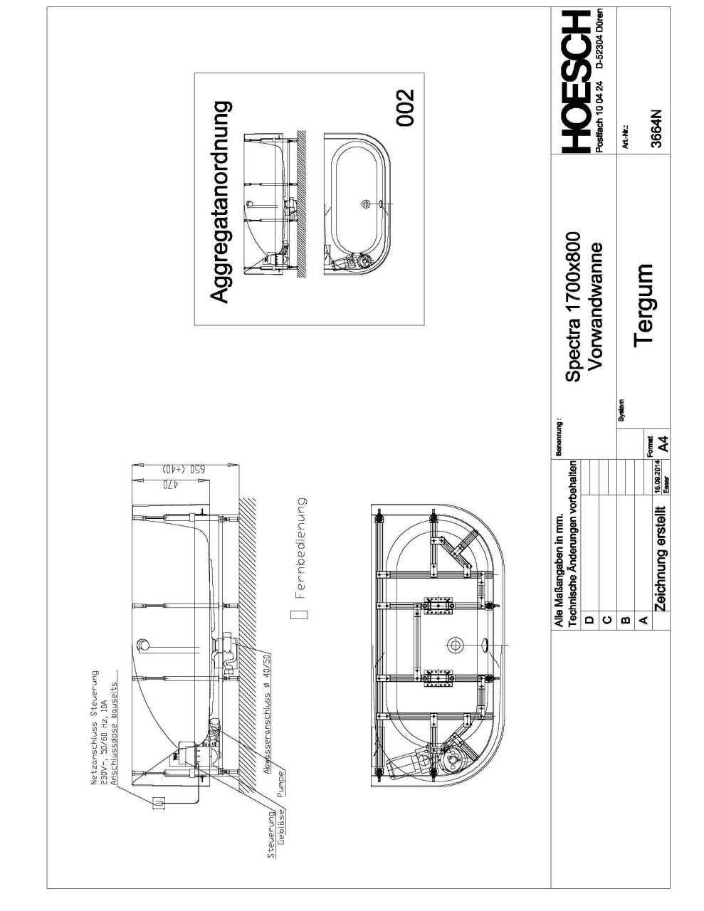 Hoesch Whirlwanne Spectra 3664 & Tergum Whirl, 3664N.010305002 Image