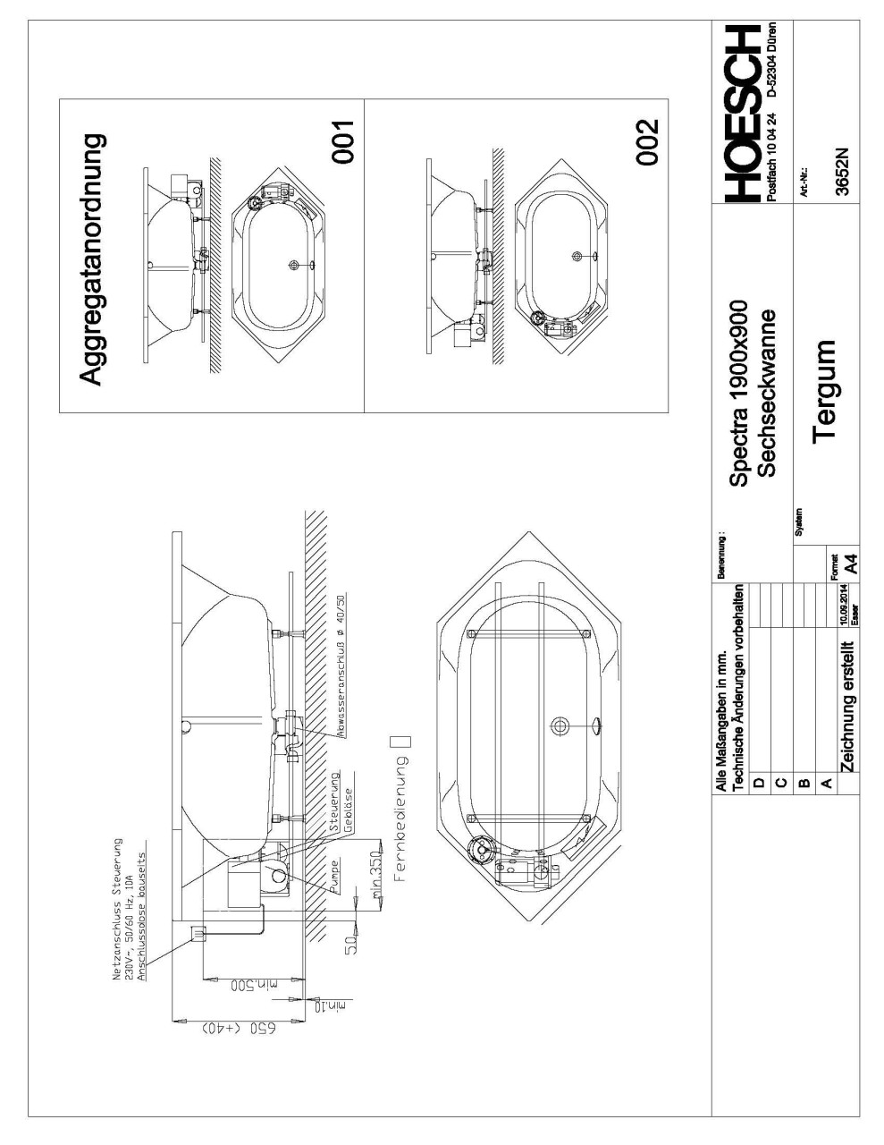 Hoesch Whirlwanne Spectra 3652 & Tergum Whirl, 3652N.010305001 Image