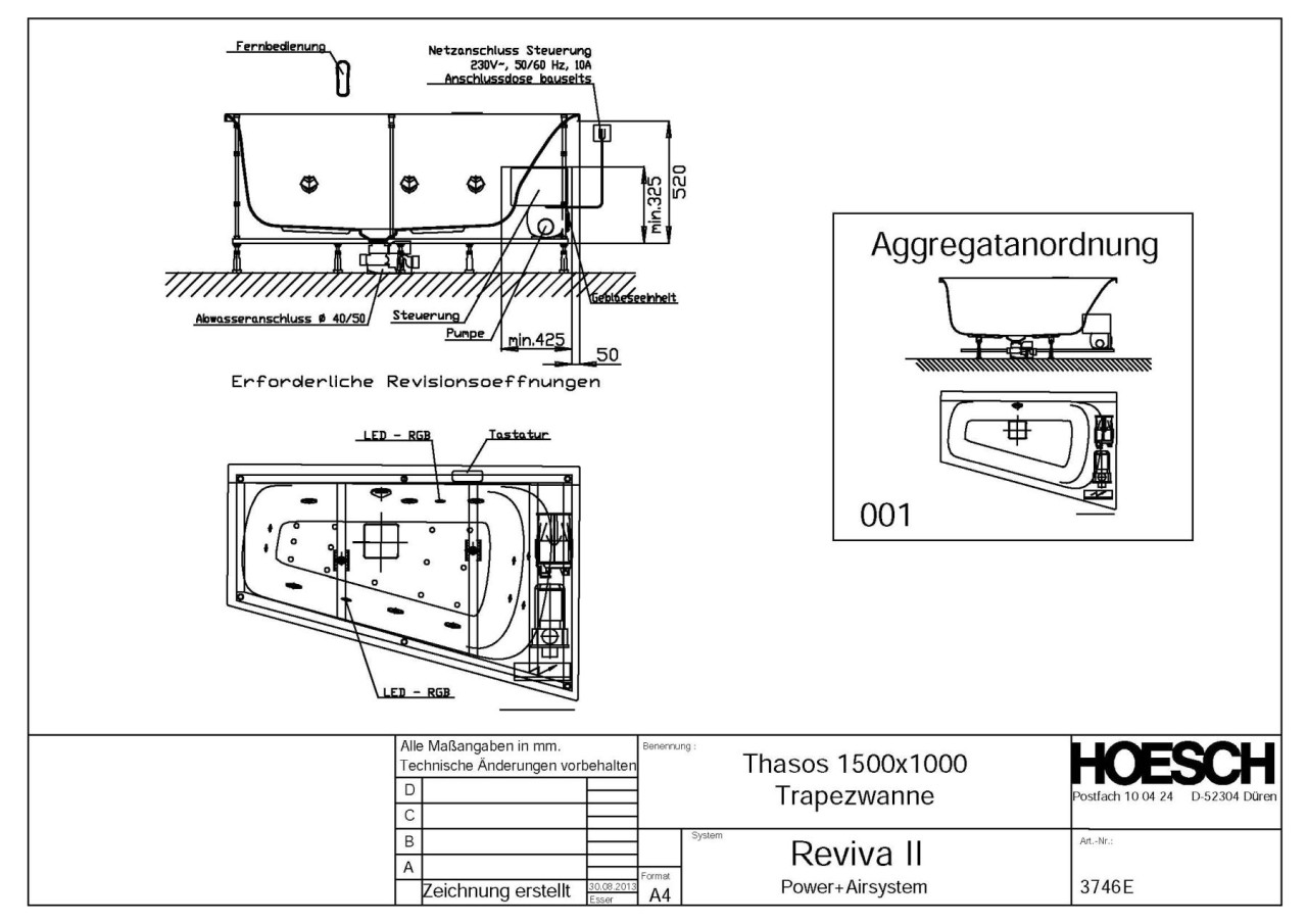 Hoesch Whirlwanne Thasos 3746 & Reviva II Power+Air, 3746E.010305001 Image