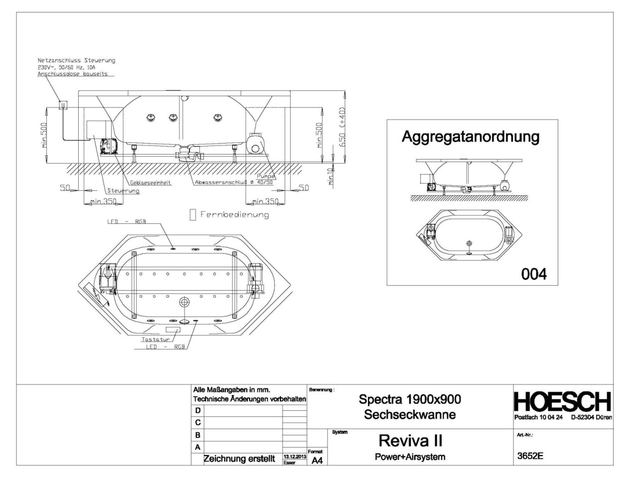 Hoesch Whirlwanne Spectra 3652 & Reviva II Power+ 3652E.010305004 Image