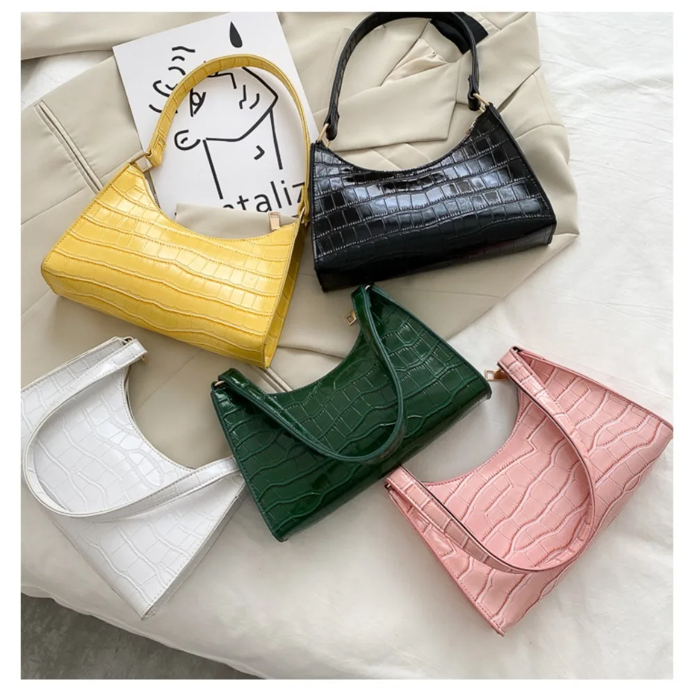 Sacs à main et bourse rétro motif Alligator pour femmes, petits sacs à bandoulière sous les aisselles, pochette fourre-tout en cuir PU de bonne qualité pour dames