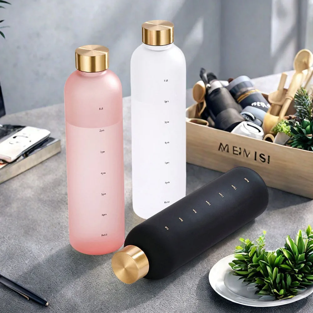 1000ml Outdoor-Sport- und Fitness-Fahrrad-Wasserflasche, Großvolumiger Mattierter Farbverlauf Reise-/Büro-Wasserbecher Image