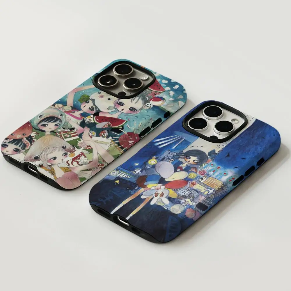 Aya Takano Handyhülle für iPhone 17, 16, 15, 14, 13, 12 Pro Max Plus, glänzende HD-Doppelschicht-Flüssigkeitshartschale Image